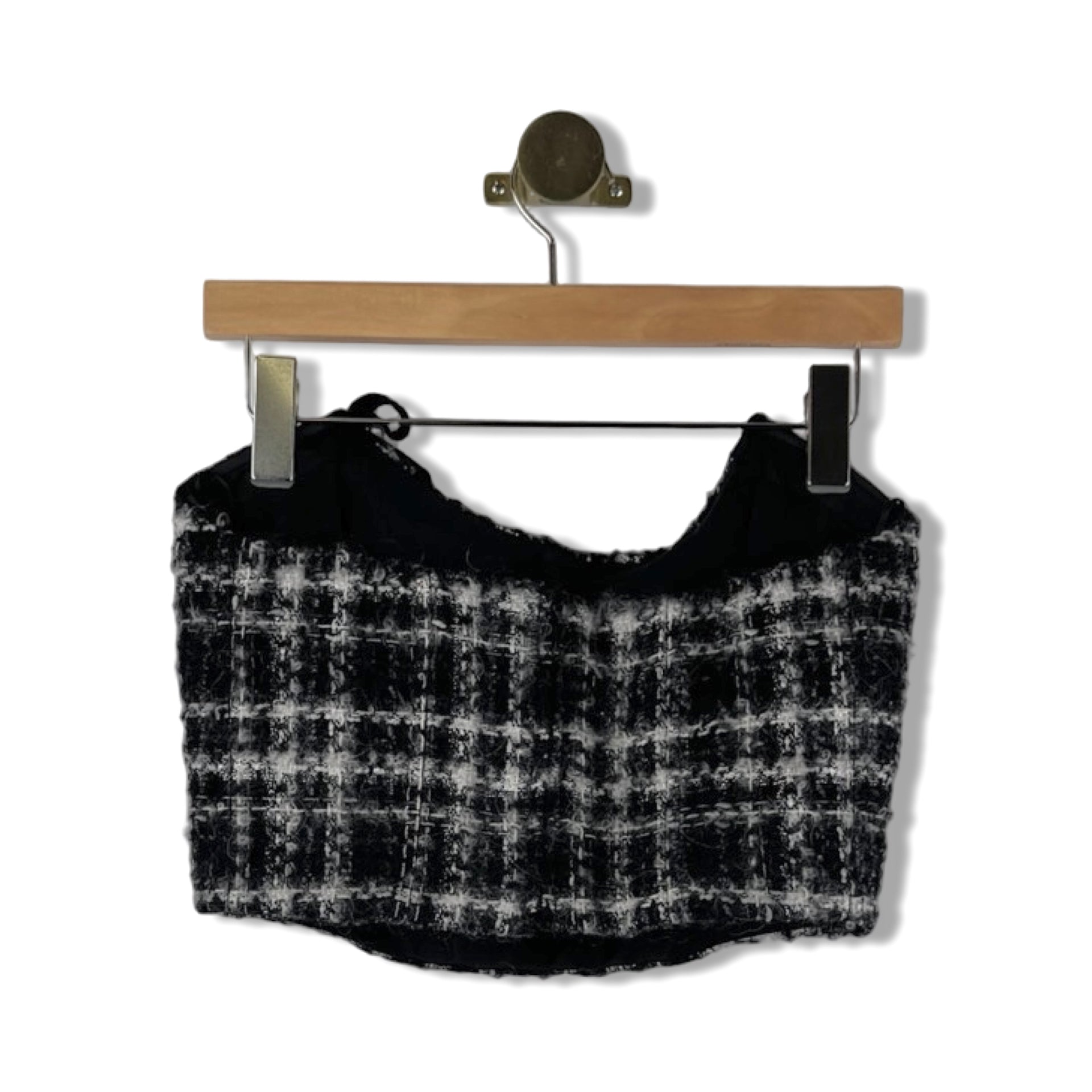 Alessandra Rich Checked Tweed Bustier