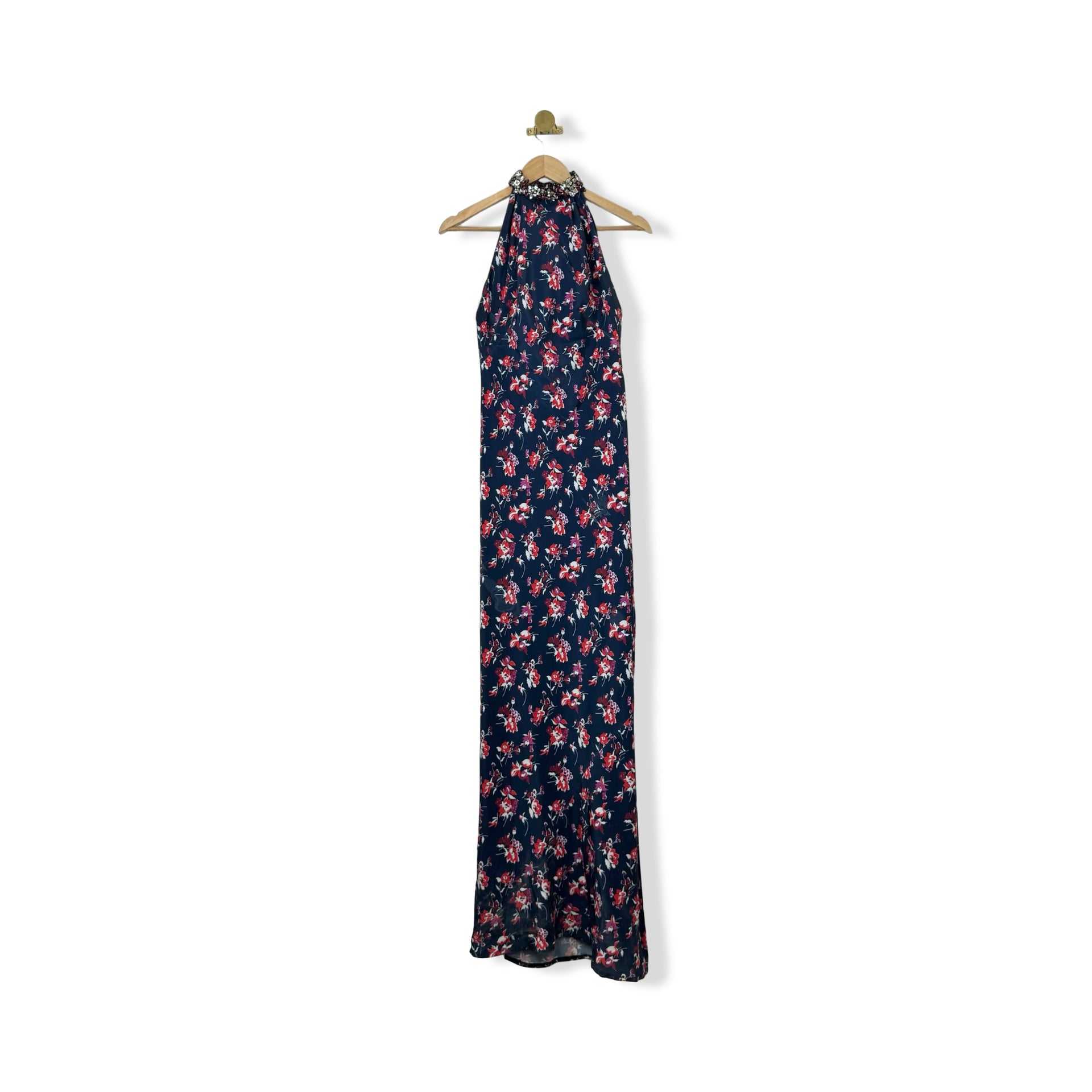 ZAC Zac Posen Embellished Floral Halter Maxi Dress