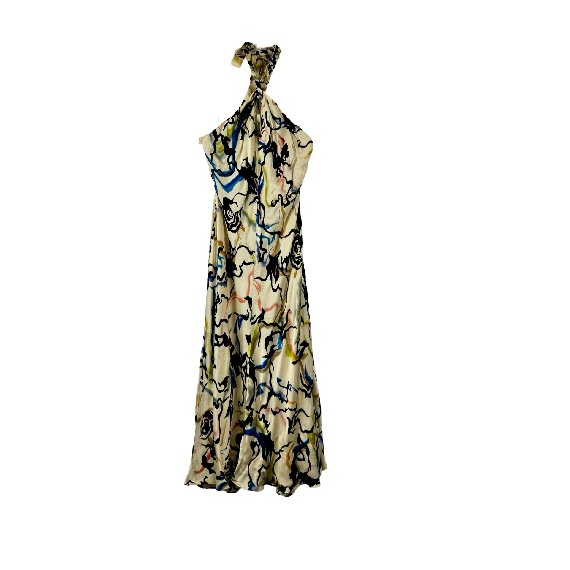 Tanya Taylor Watercolor Print Halter Dress