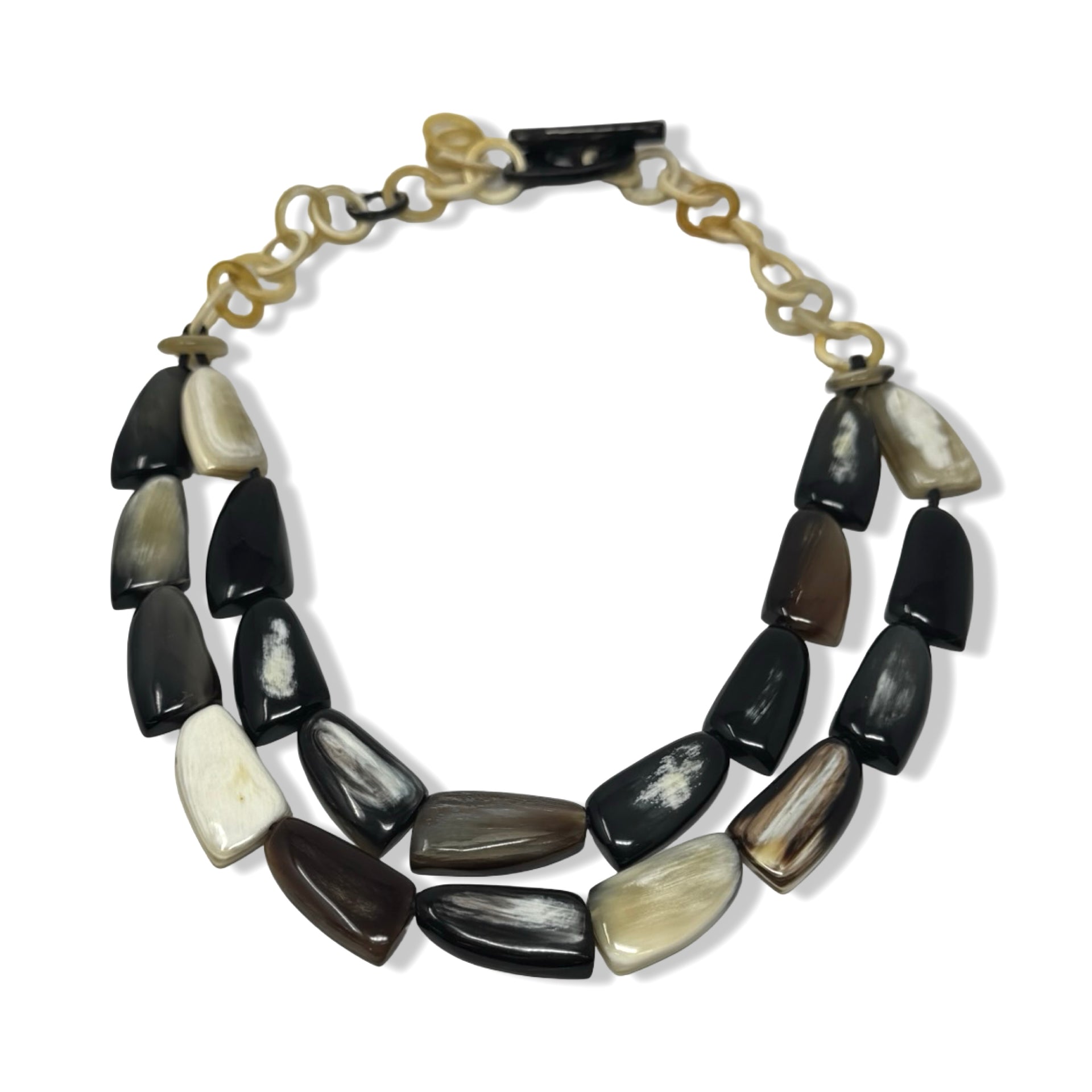 Horn Nugget Bead Layered Necklace