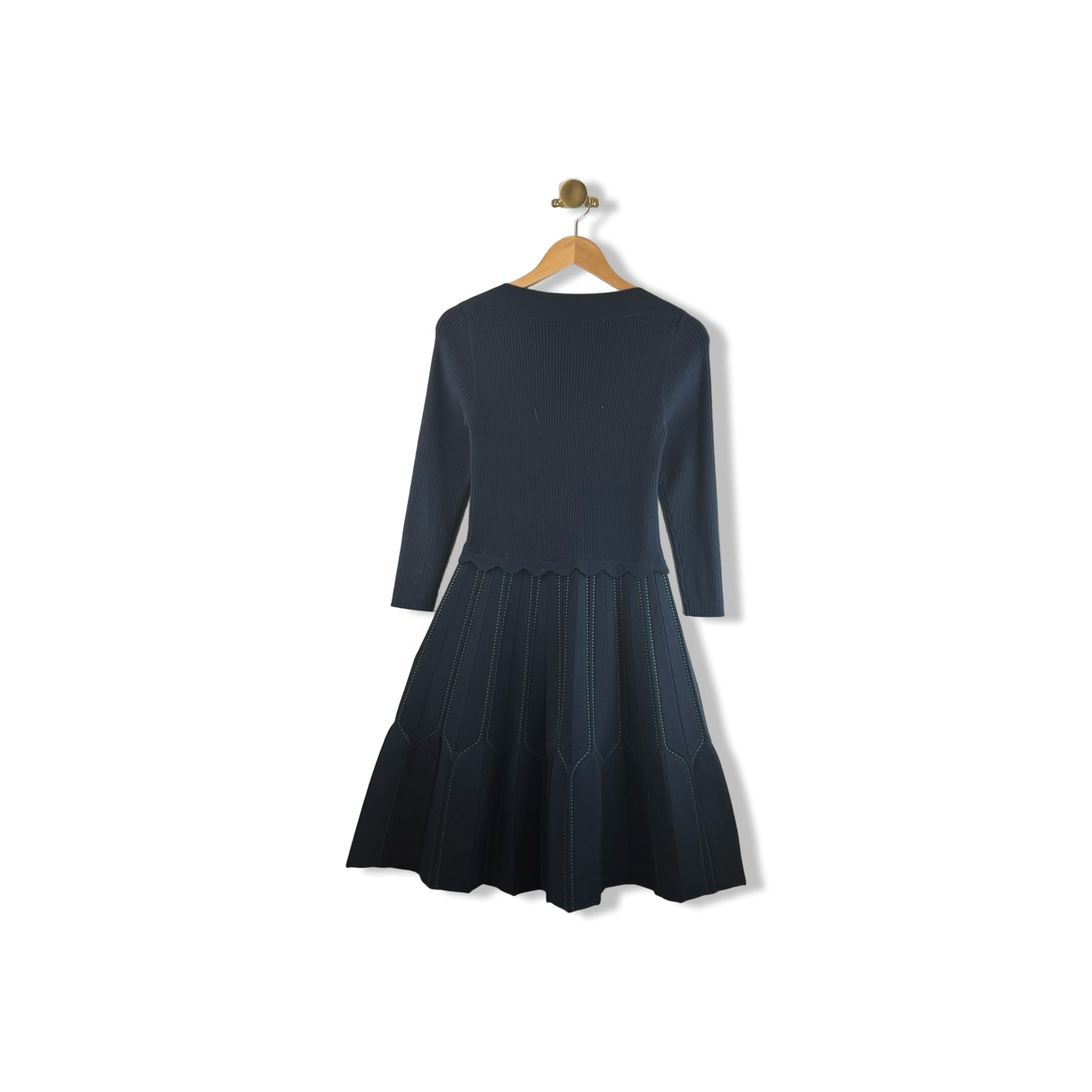 Sandro Contrast Stitch Ribbed Dress