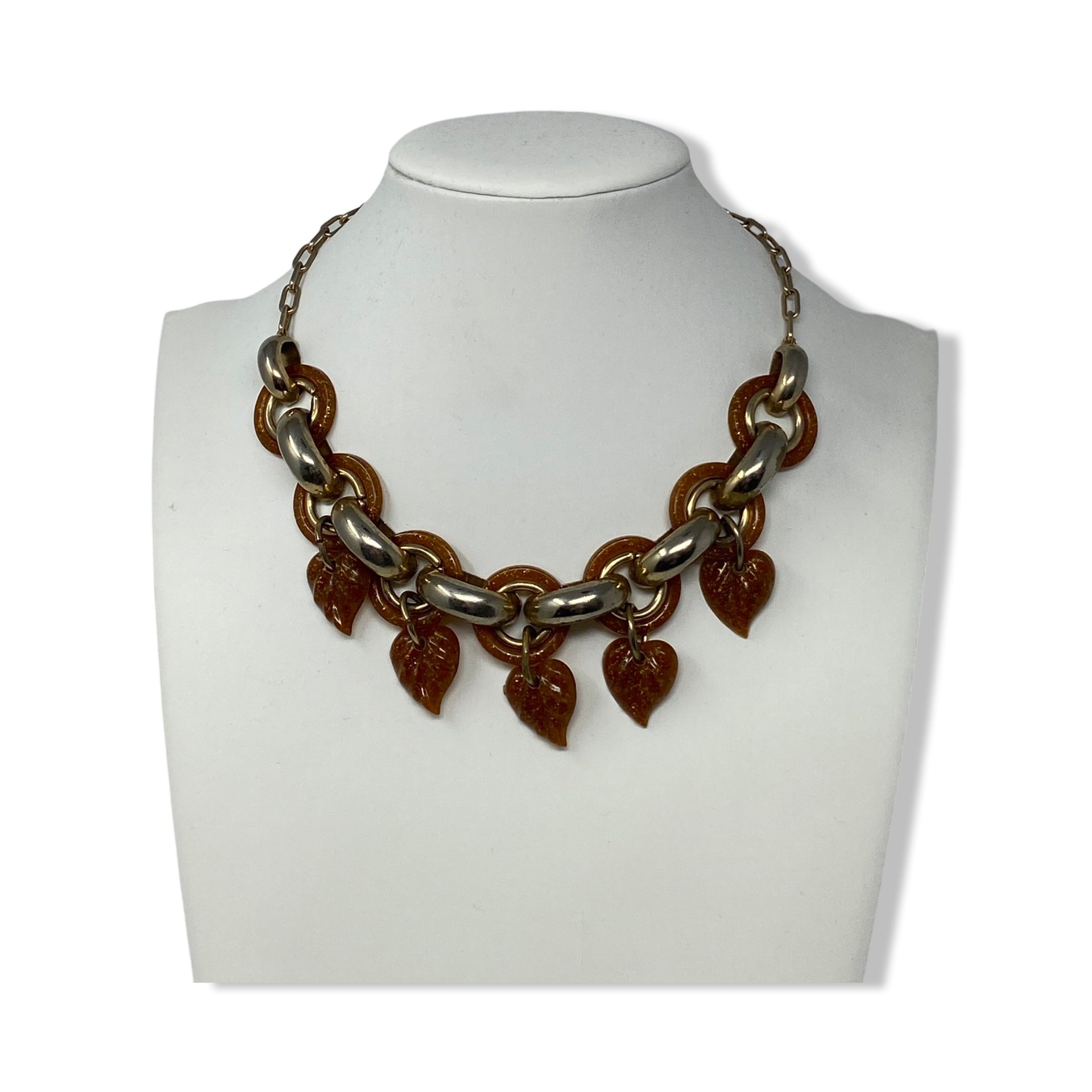 Vintage Heart Leaf Chain Link Choker