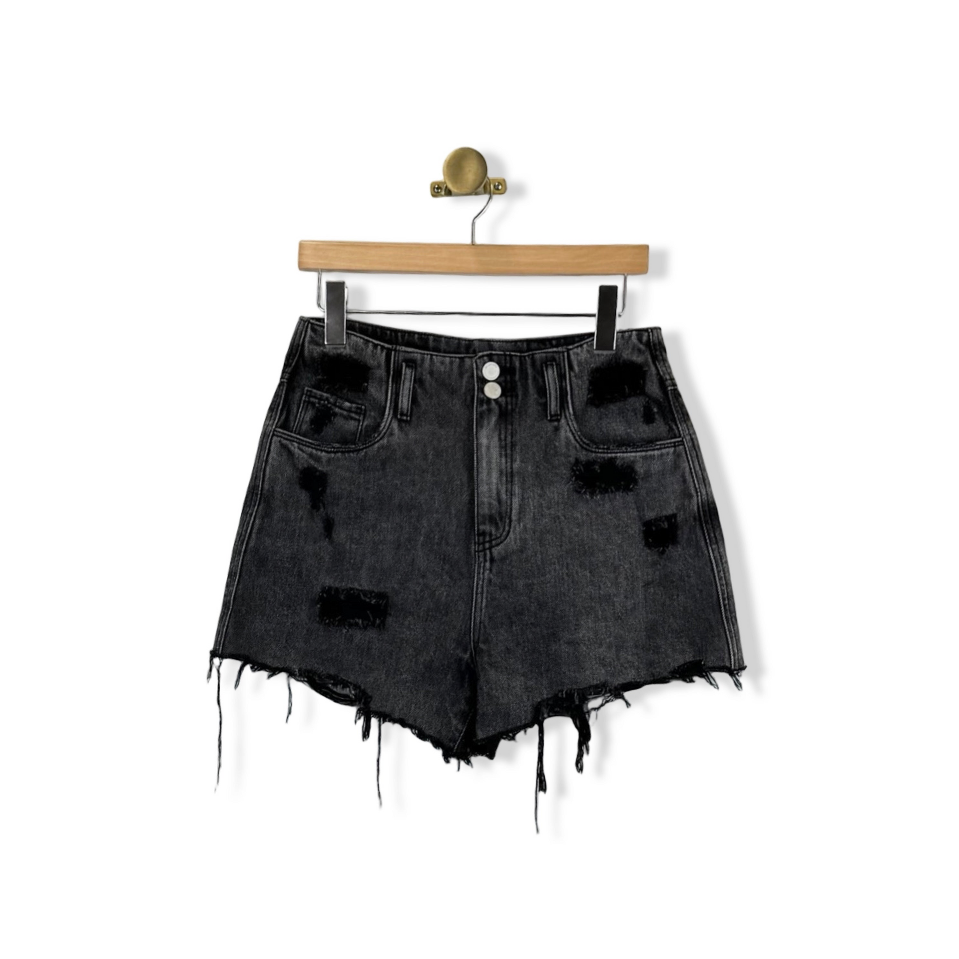 BLANKNYC Dual Button Distressed Denim Shorts