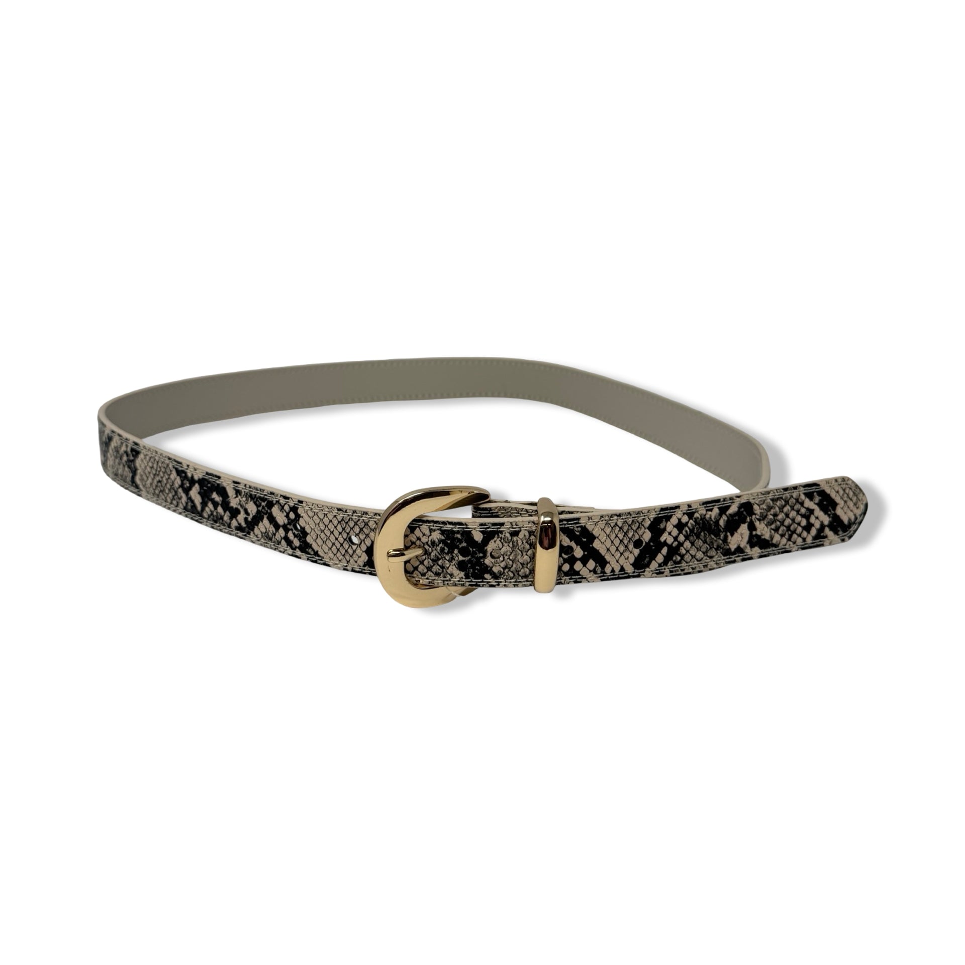 Thin Snake Print Faux Leather Belt