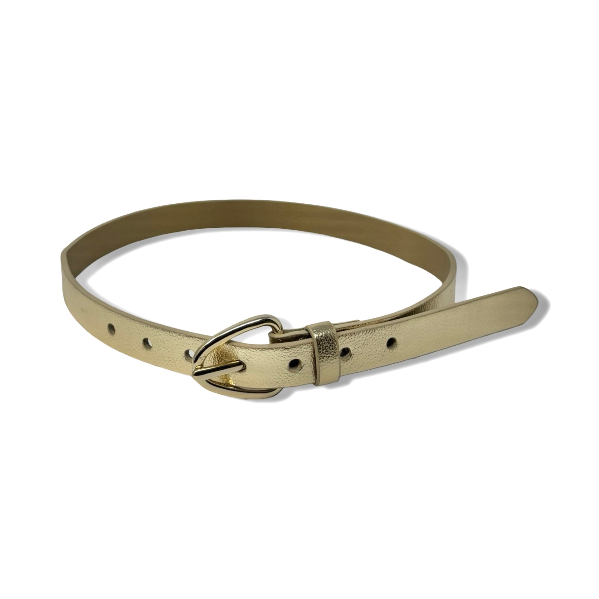 Linea Pelle Gold Metallic Thin Belt