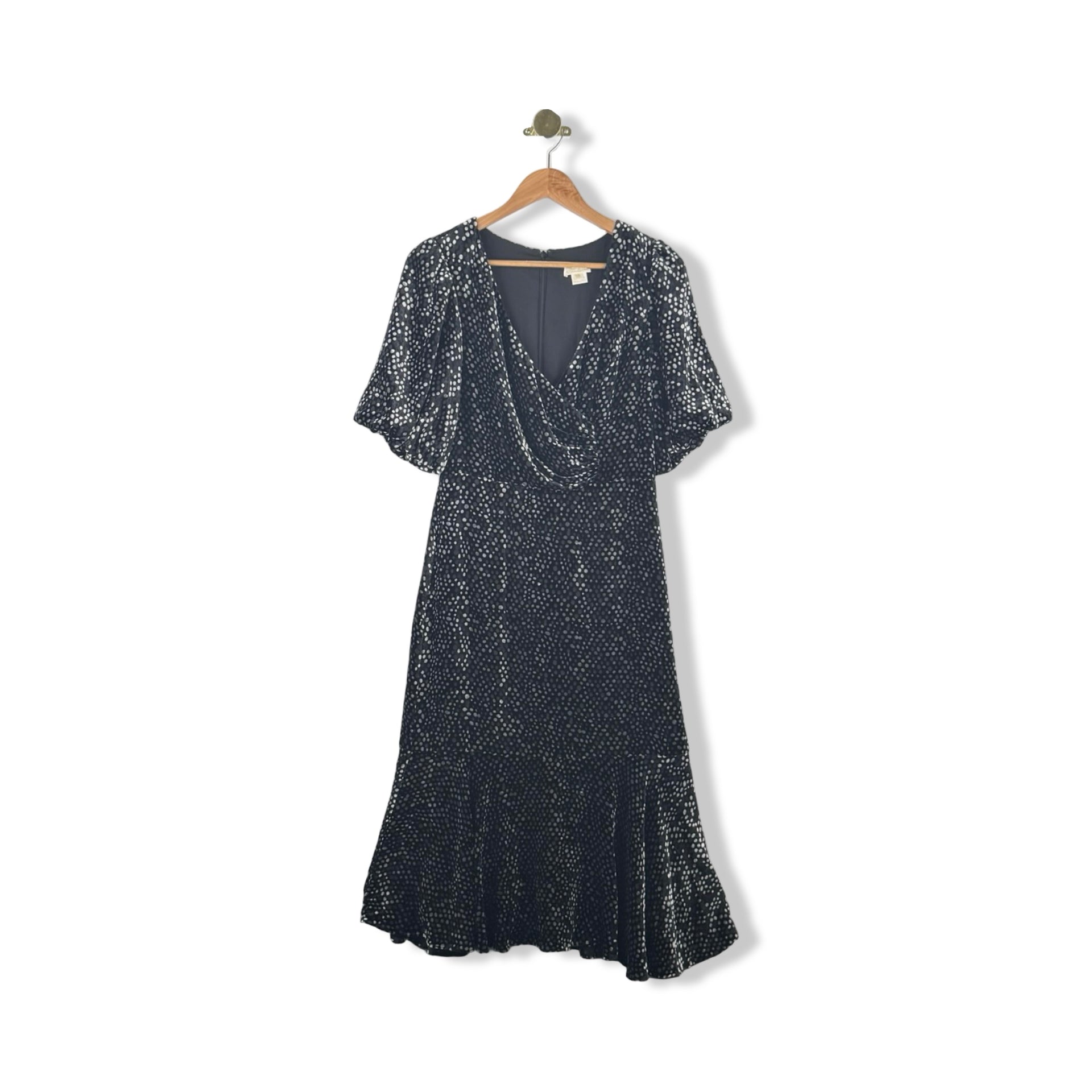 Shoshanna Puff Sleeve Velvet Polka Dot Lace Dress