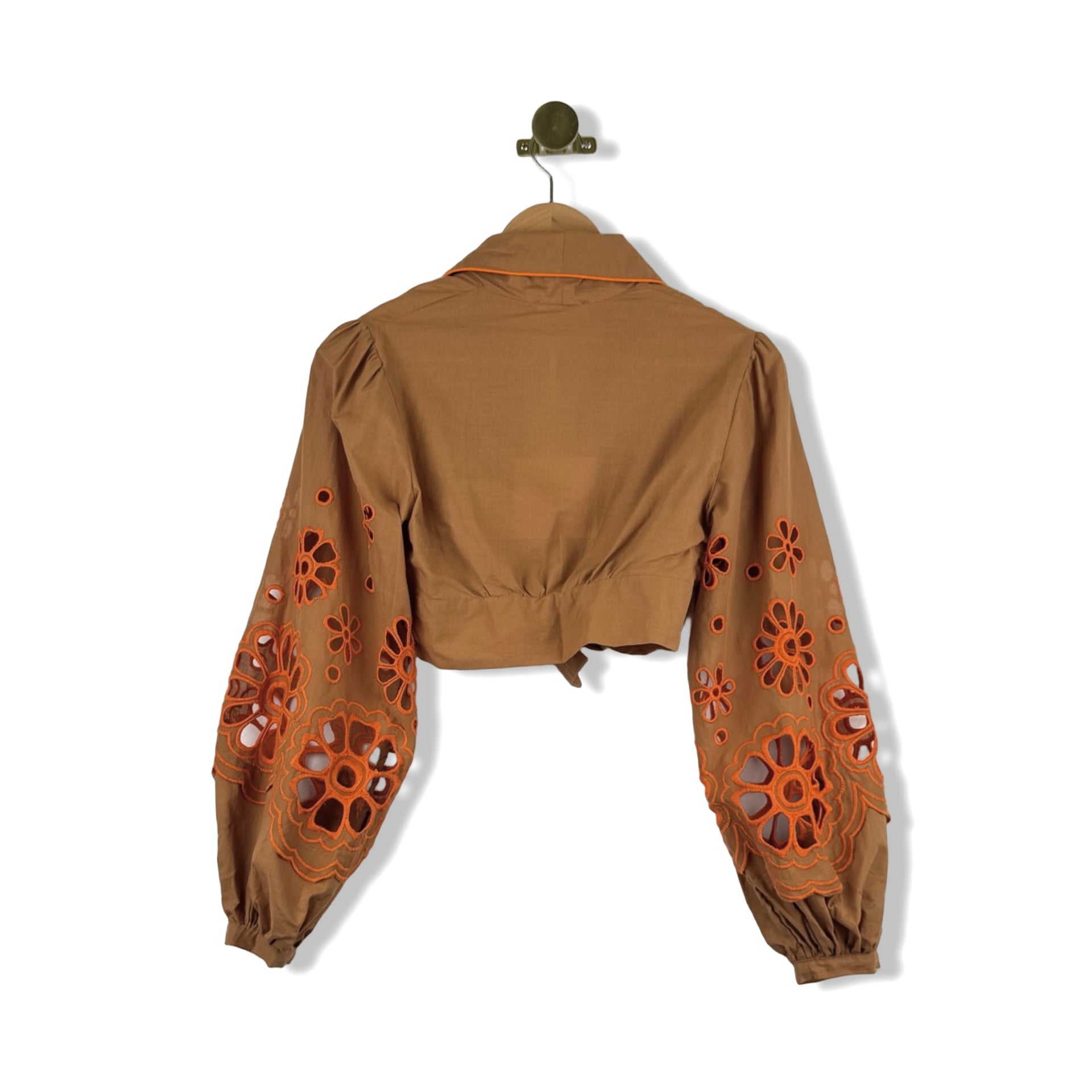 Lace Eyelet Tie Front Top