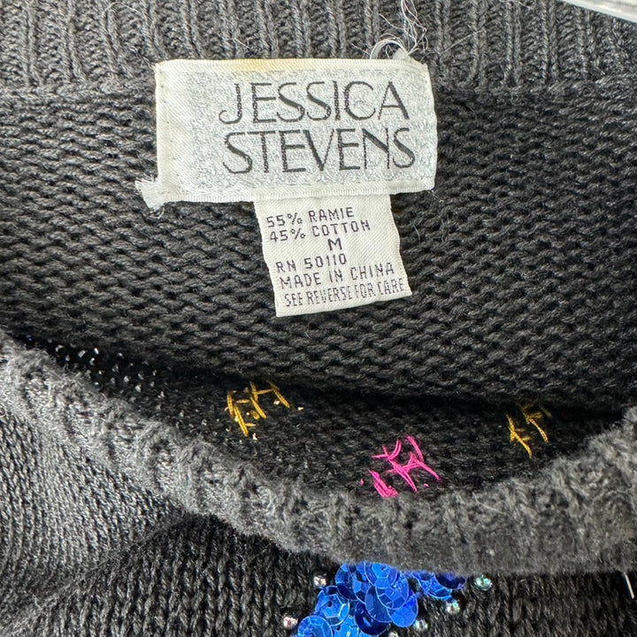 Vintage Jessica Stevens Floral Sequined Sweater