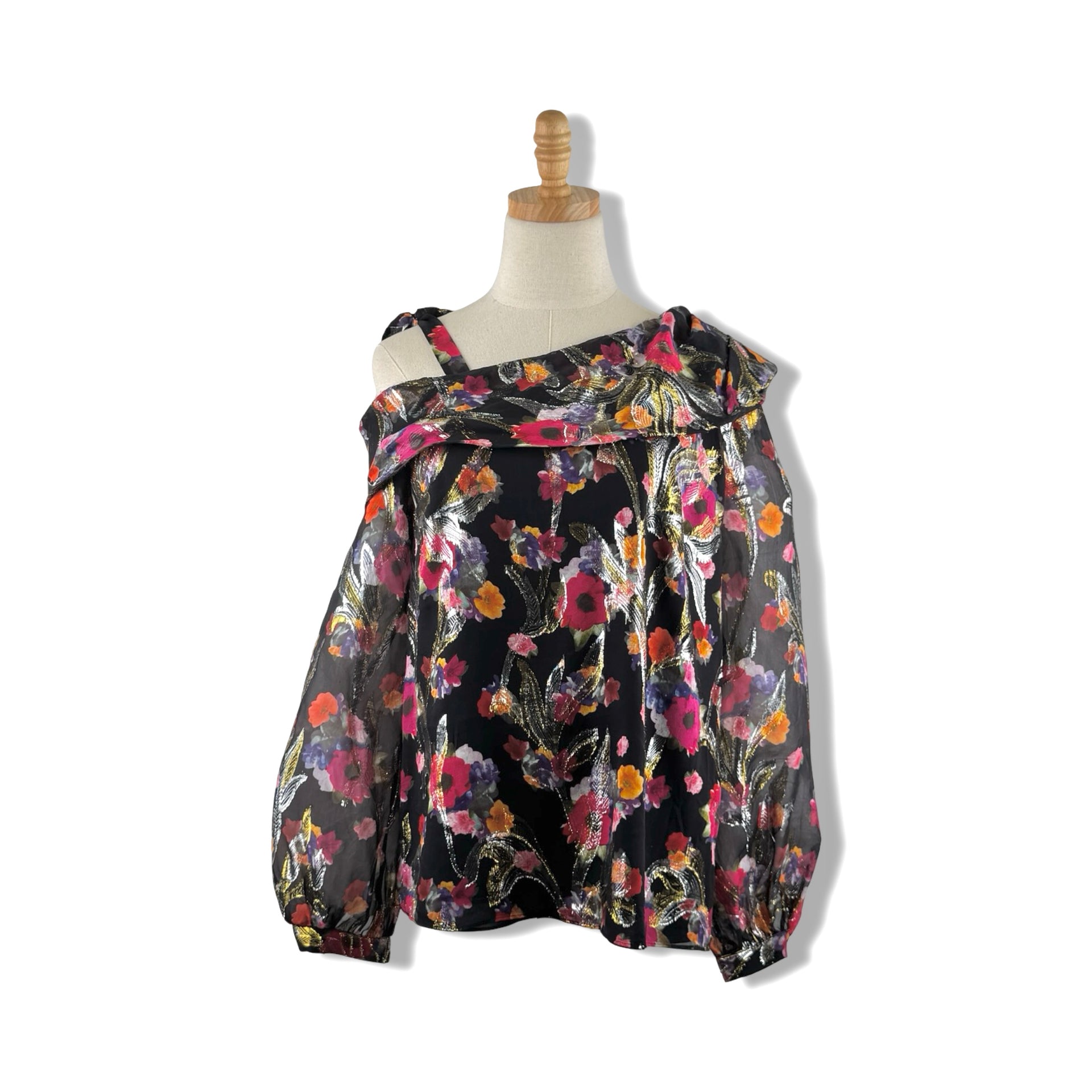 Nicole Miller Atelier Floral Metallic Top