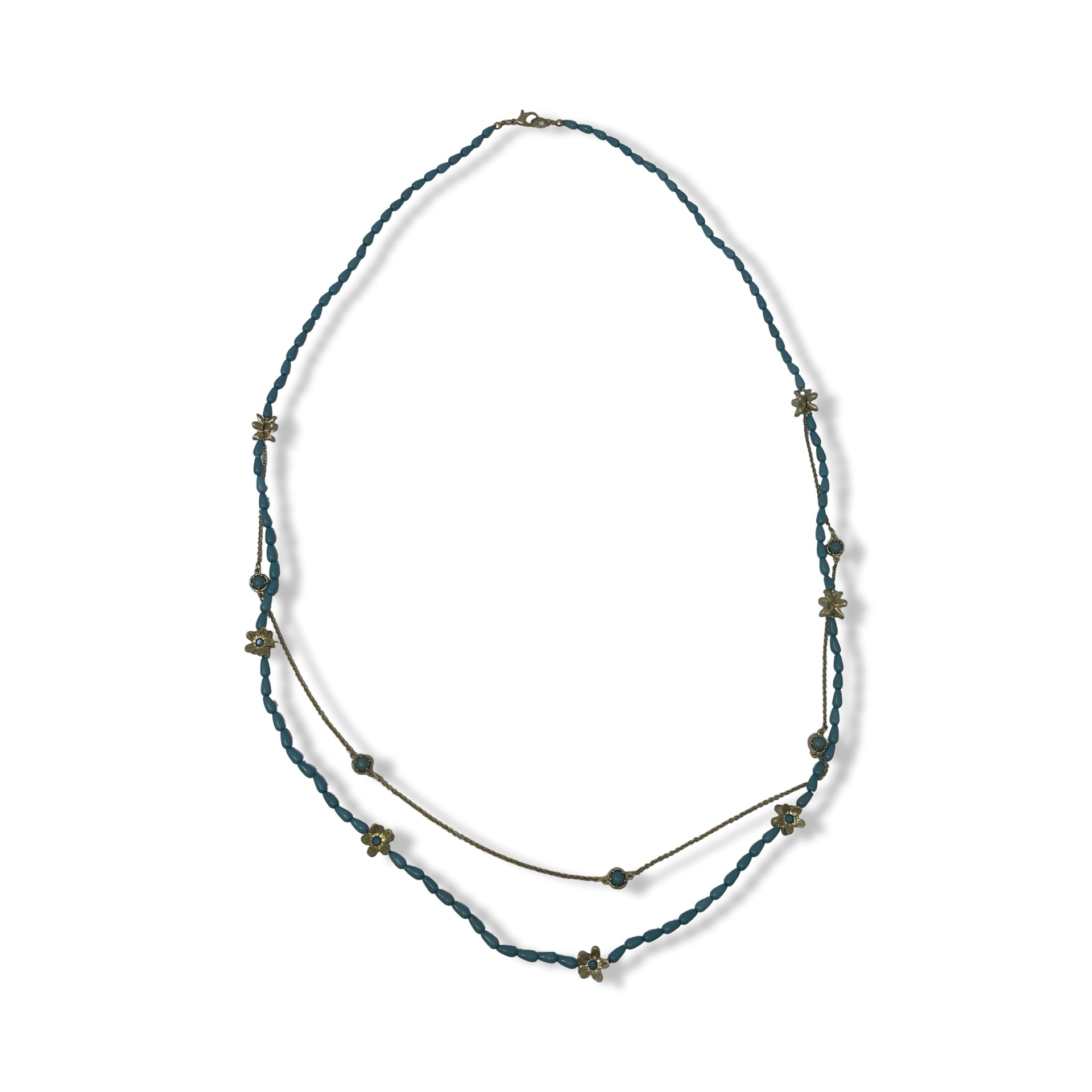 Floral Pendant Bead Layered Necklace