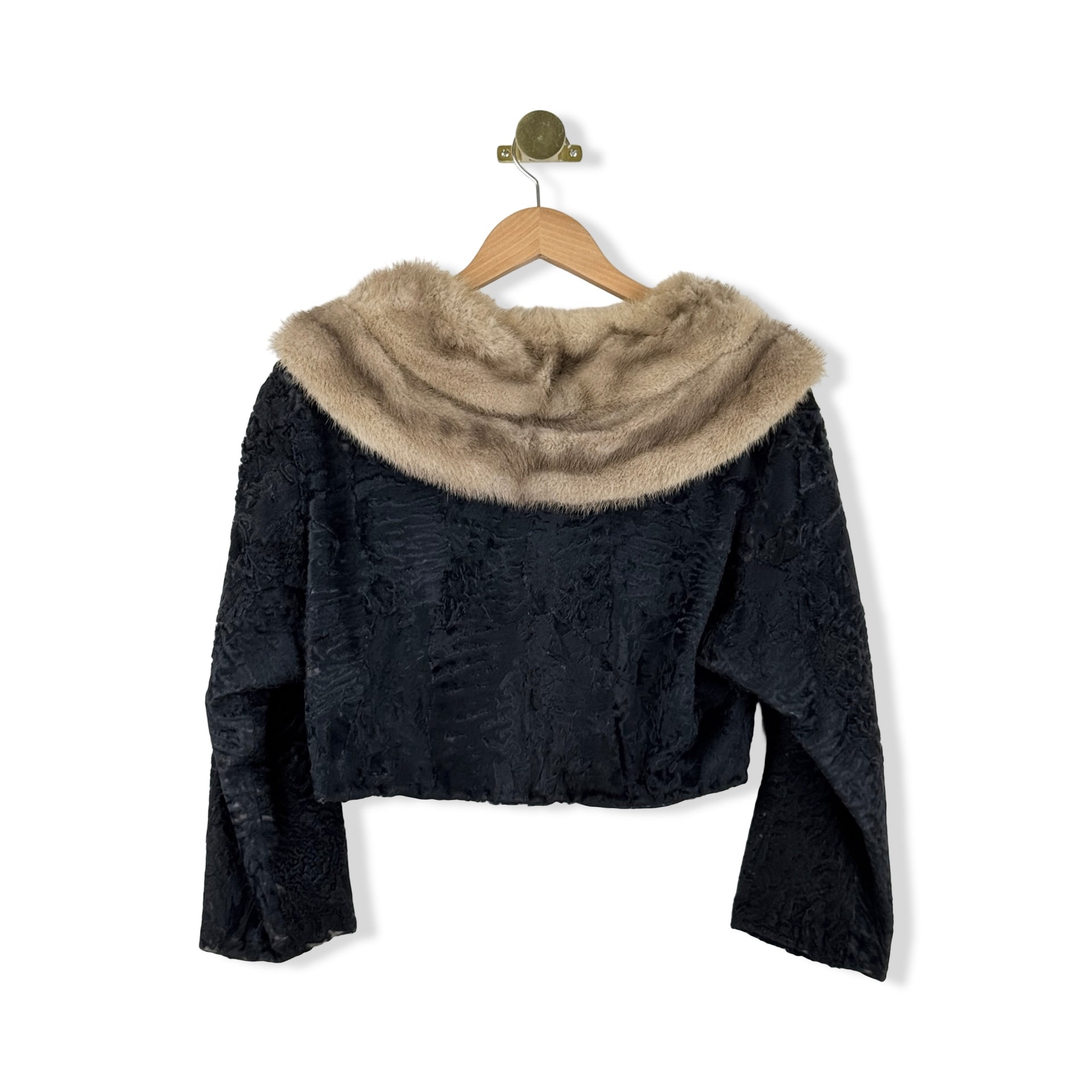 Vintage Lucy S Textured Faux Fur Cropped Jacket