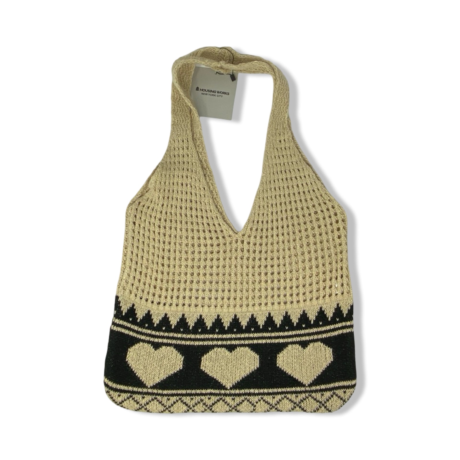 Housing Works Knit Heart Stripe Tote