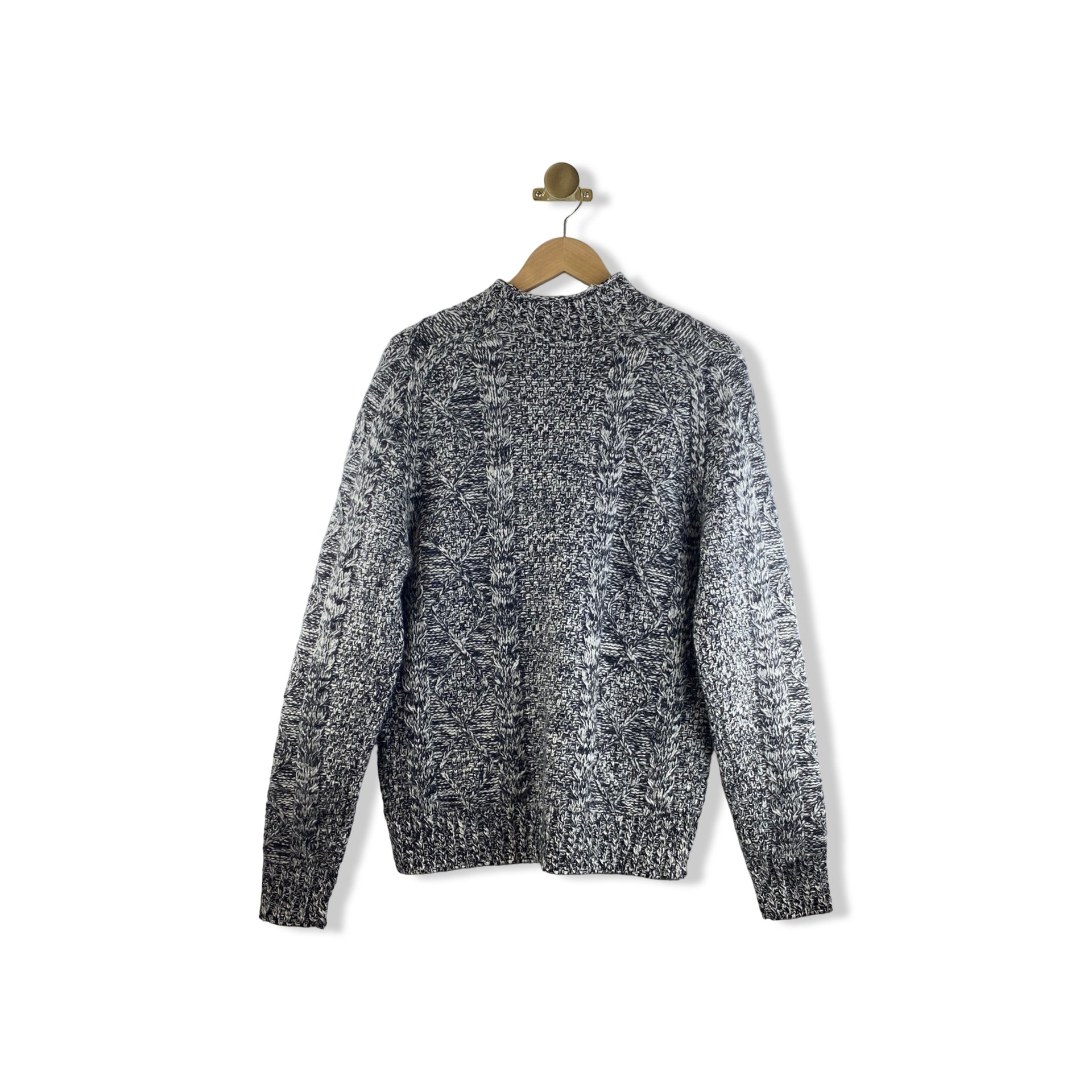 Brooks Brothers Aran Cable Mock Neck Sweater