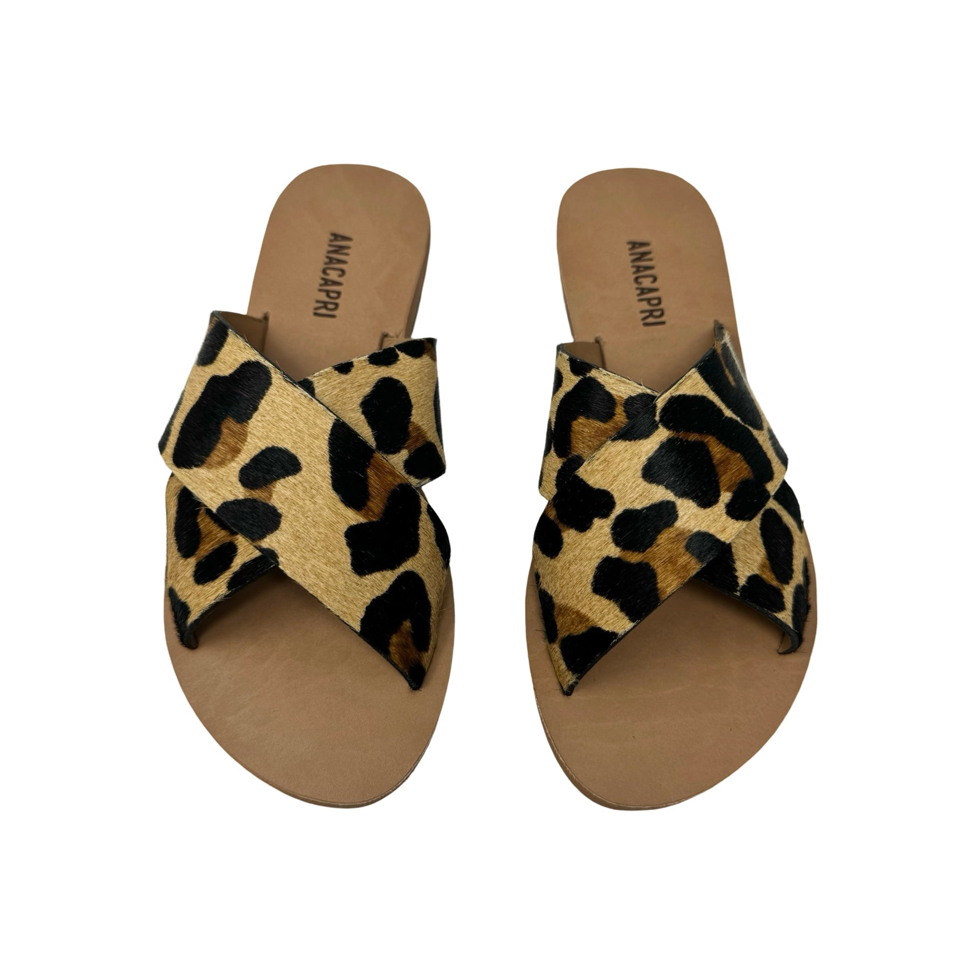 ANACAPRI Leopard Print Criss Cross Sandals