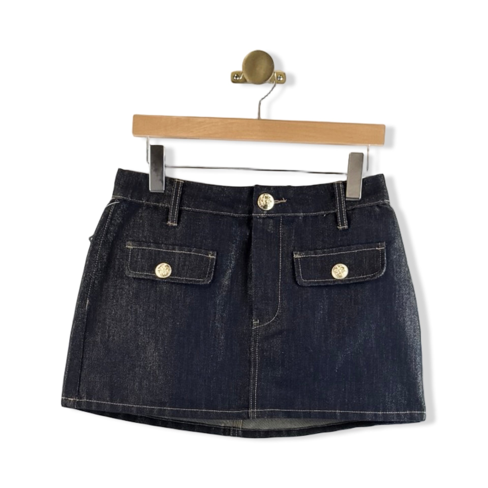 BLANKNYC Micro Mini Metallic Denim Skirt