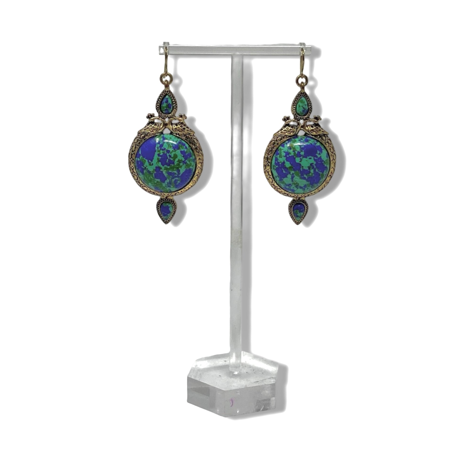 Azurite Malachite Drop Earrings