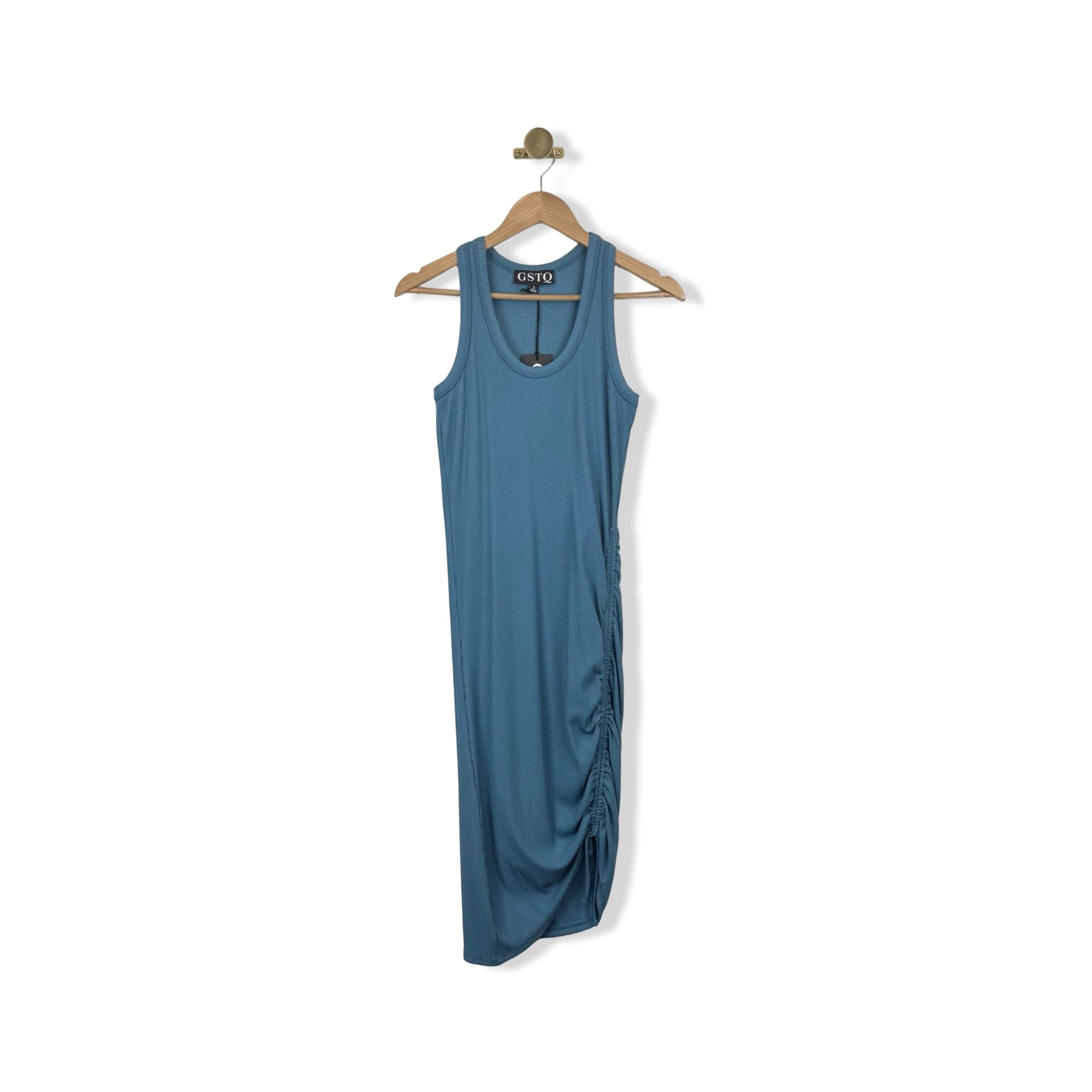 GSTQ Drawstring Rib Knit Tank Dress