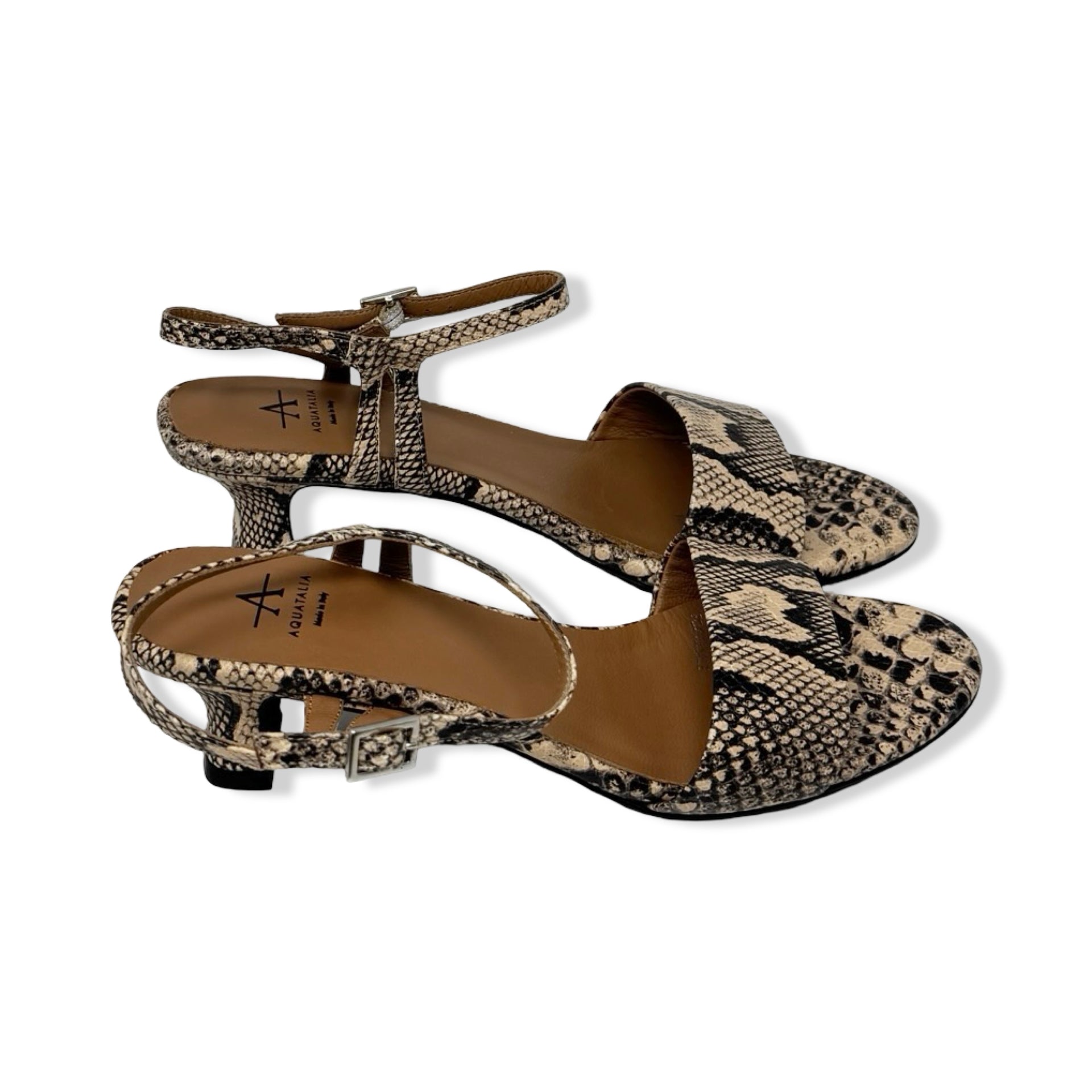 Aquatalia Snakeskin Open Toe Heels