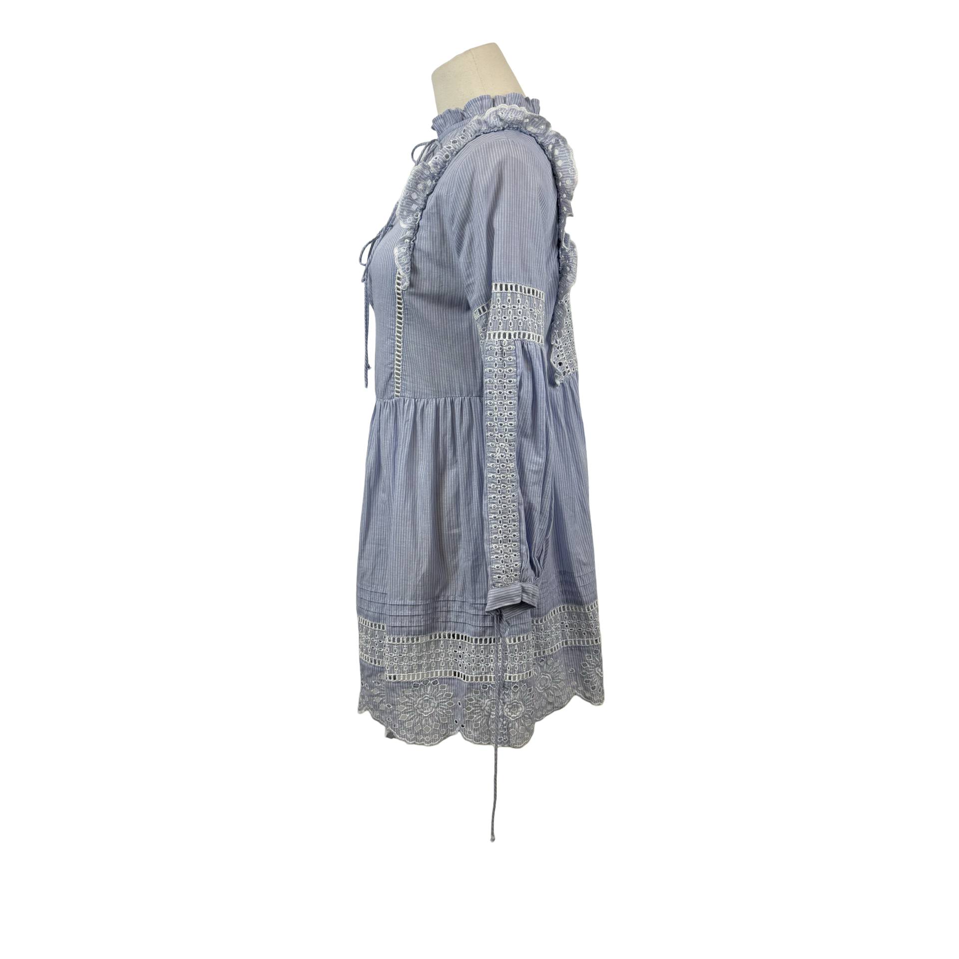 Topshop Dusky Cotton Ruffle Pinstripe Tunic