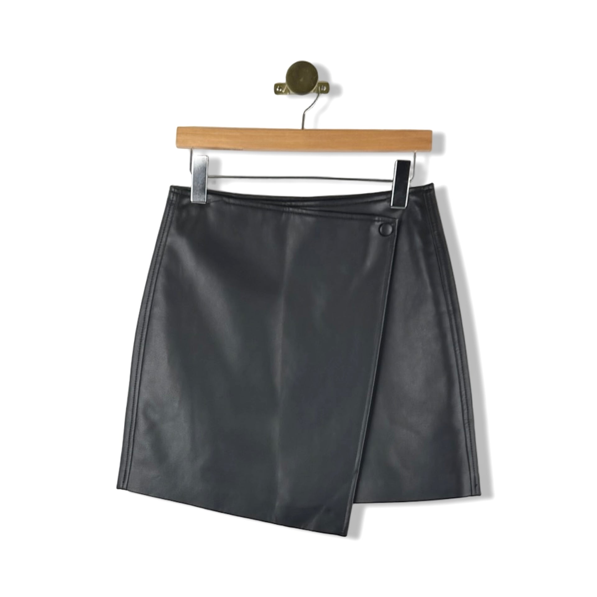 BLANKNYC Faux Leather Wrap Mini Skirt
