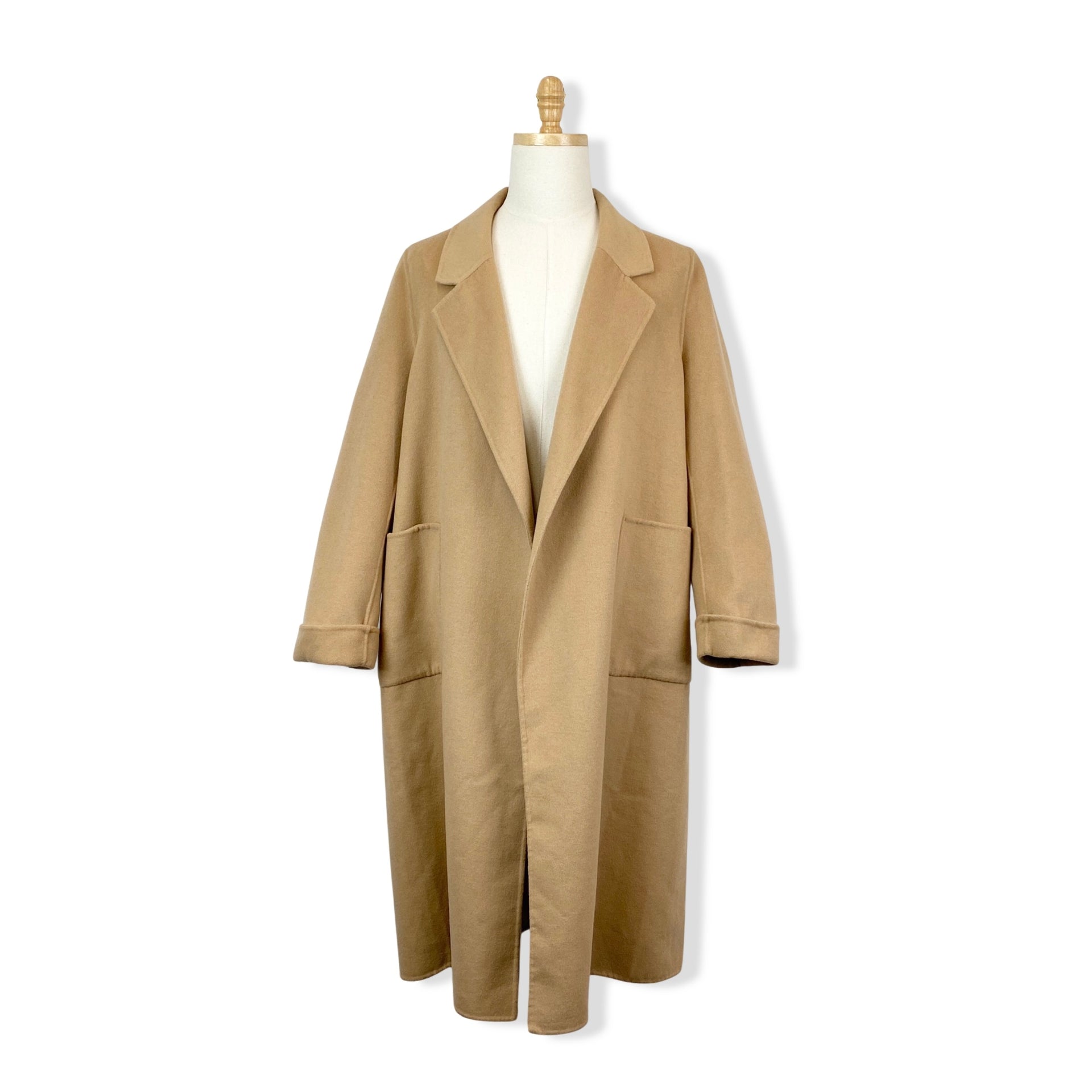 Reiss Beige Elise Belted Wool Coat