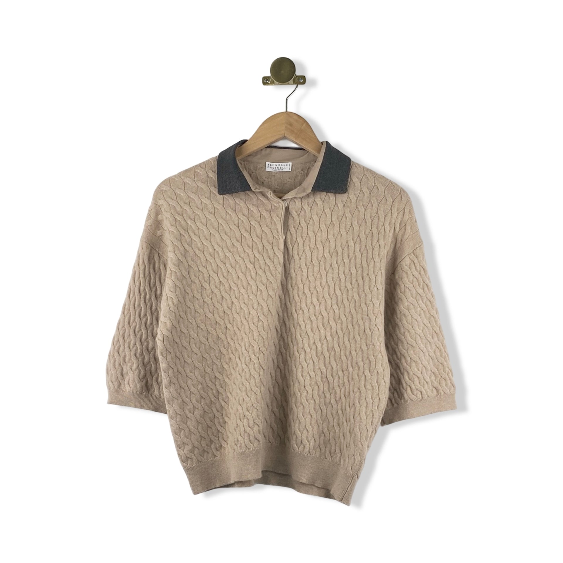 Brunello Cucinelli Sequin Collar Knit Polo