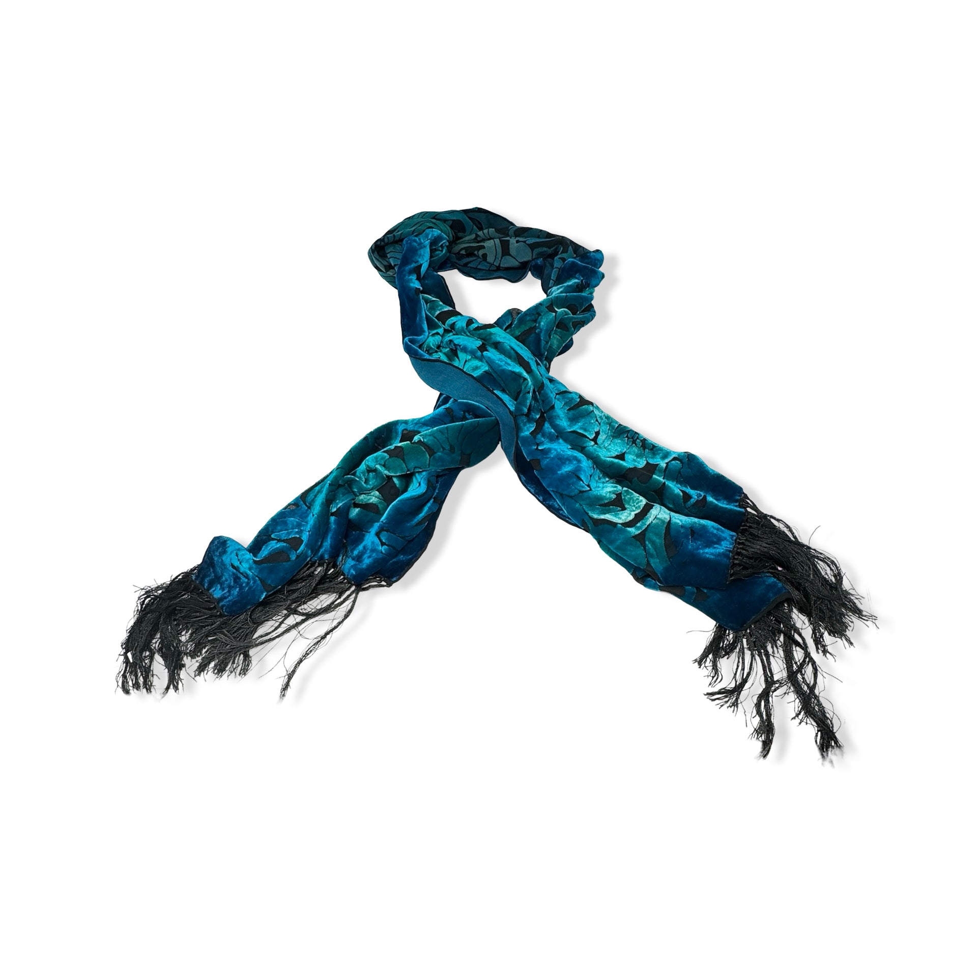 Besarani Velvet Floral Fringe Scarf
