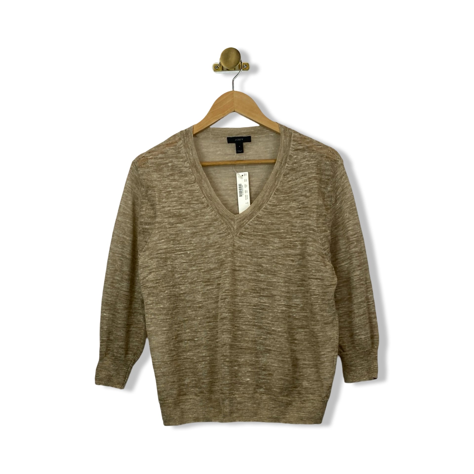 J. Crew Marled Linen V-neck Sweater