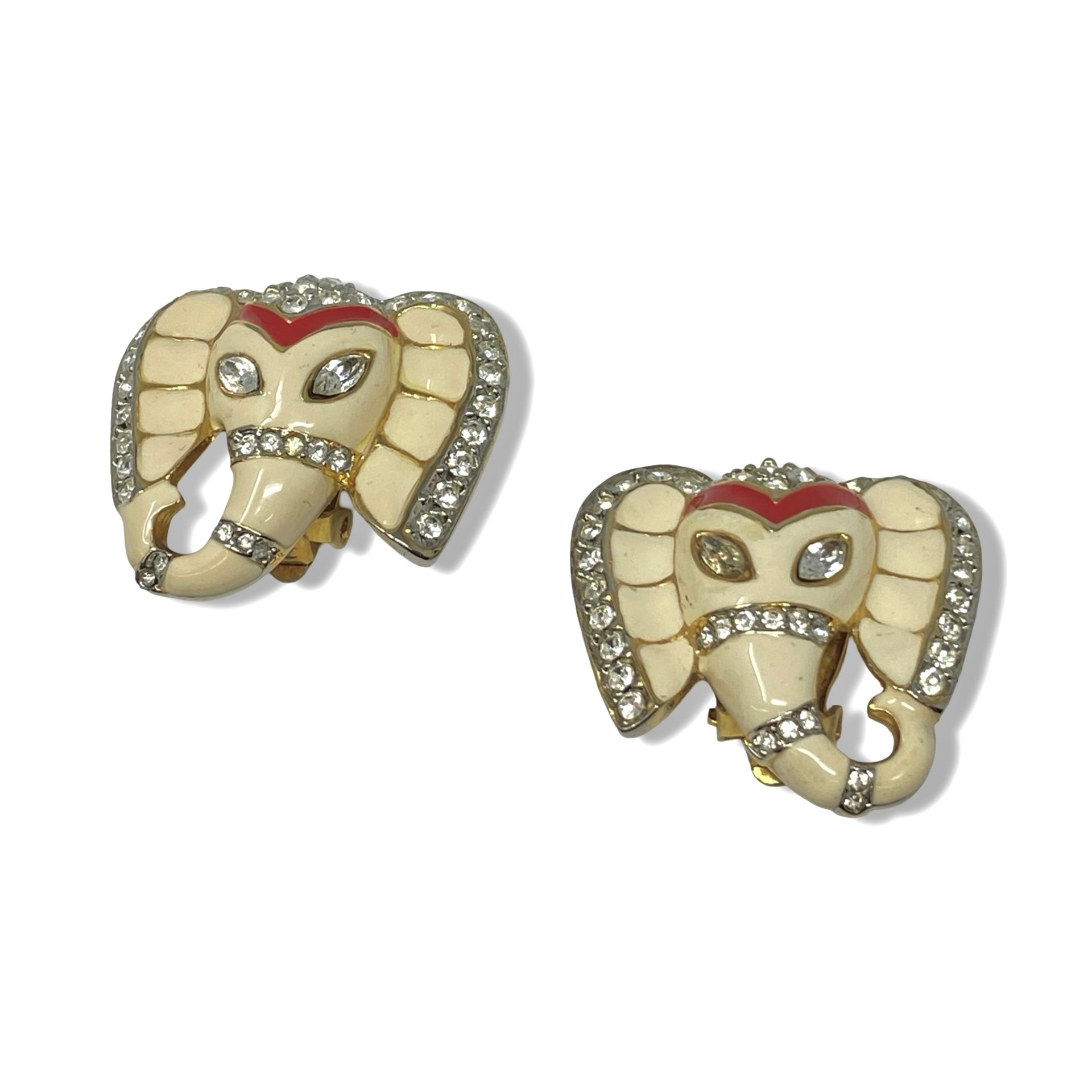 Kenneth Jay Lane Elephant Clip On Earrings