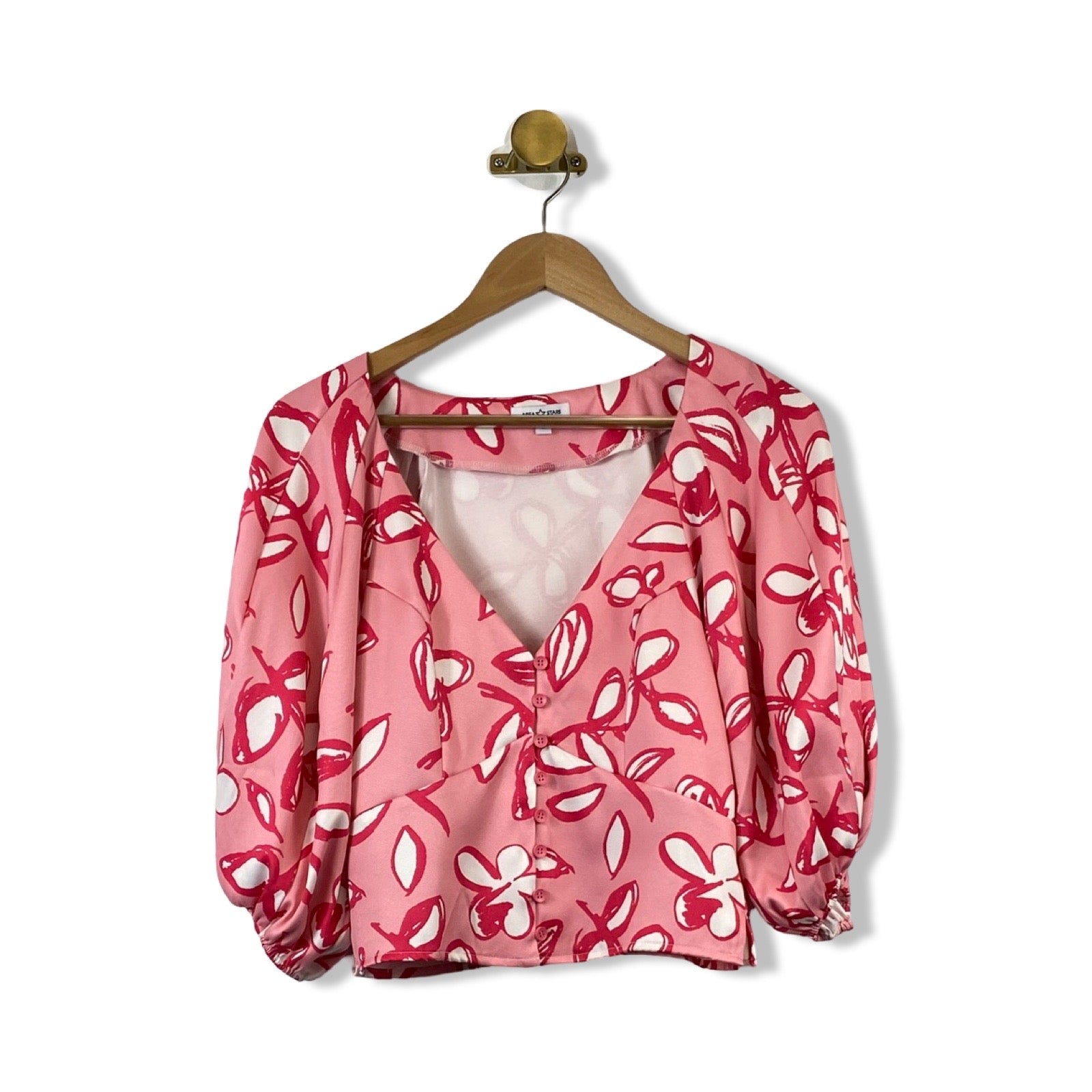 Area Stars Floral Puff Sleeve Crop Top