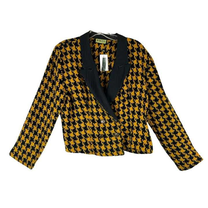 Vintage Kaktus Cropped Houndstooth Blazer-Thumbnail