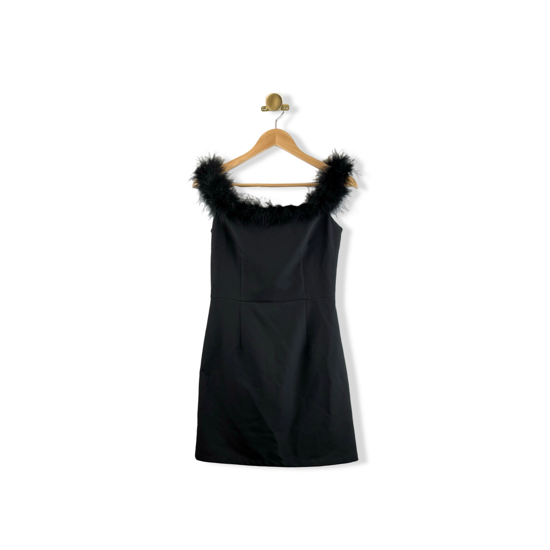 AQUA Feather Trimmed Dress
