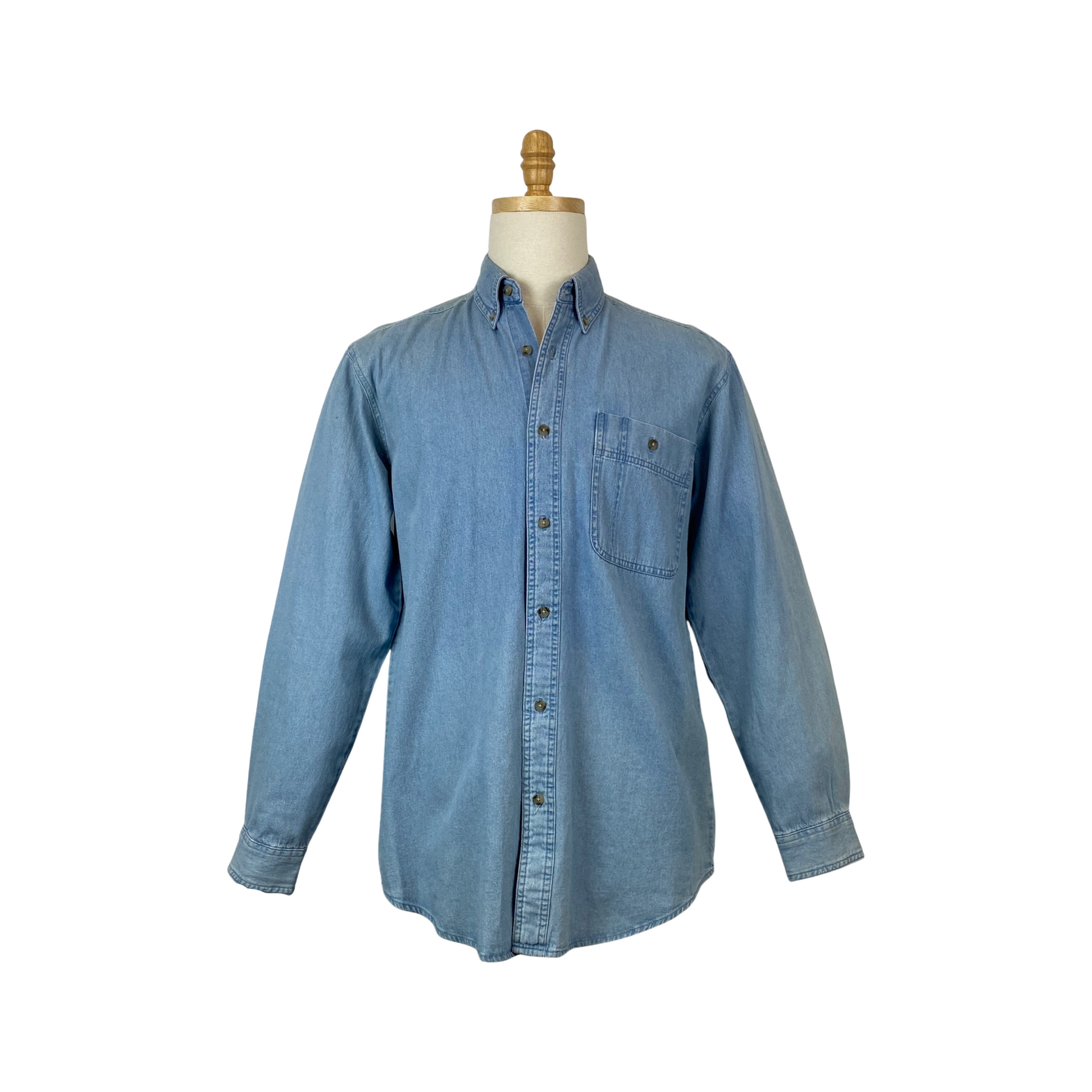 Wrangler Light Wash Denim Button Down