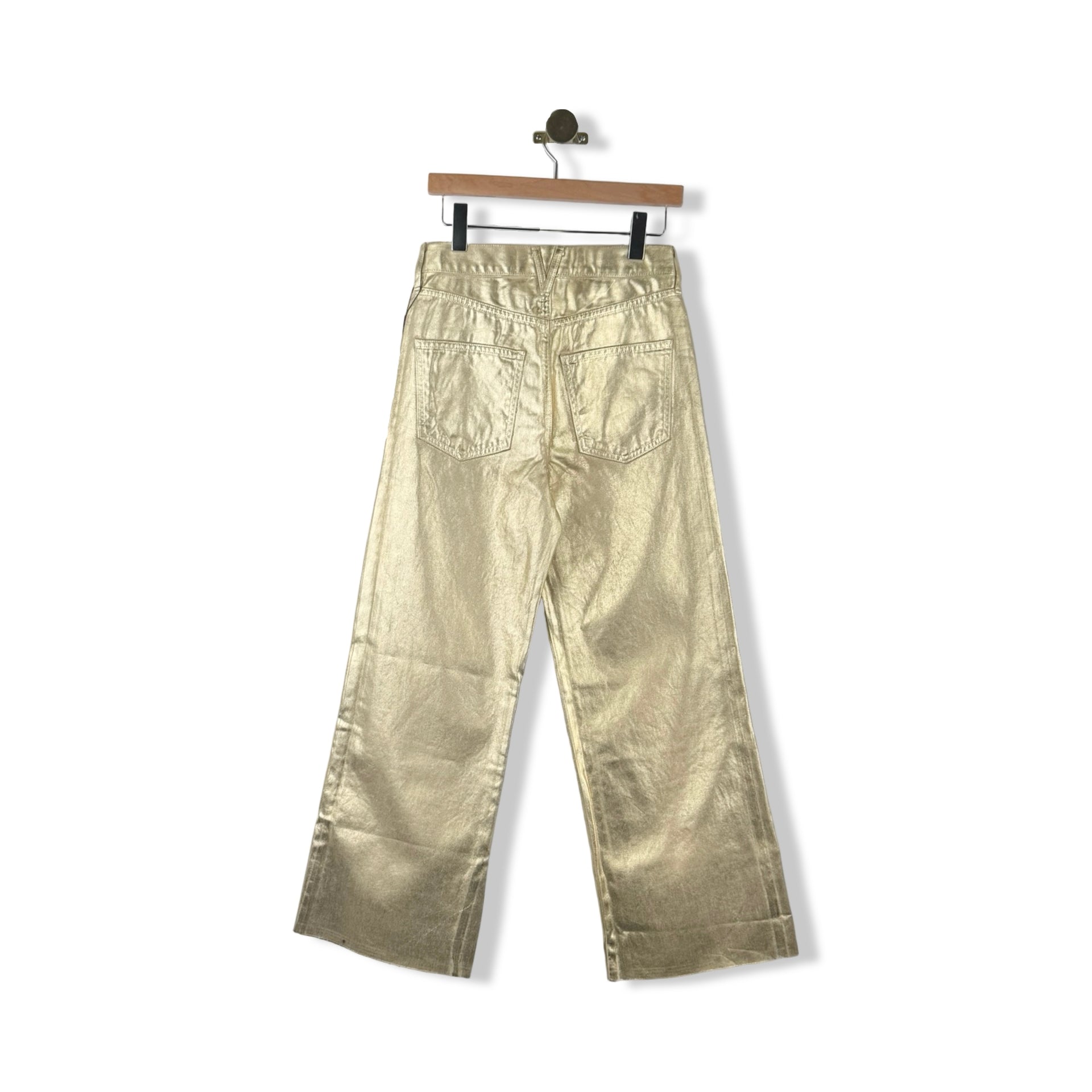 Veronica Beard Metallic Taylor Cropped High Rise Jeans
