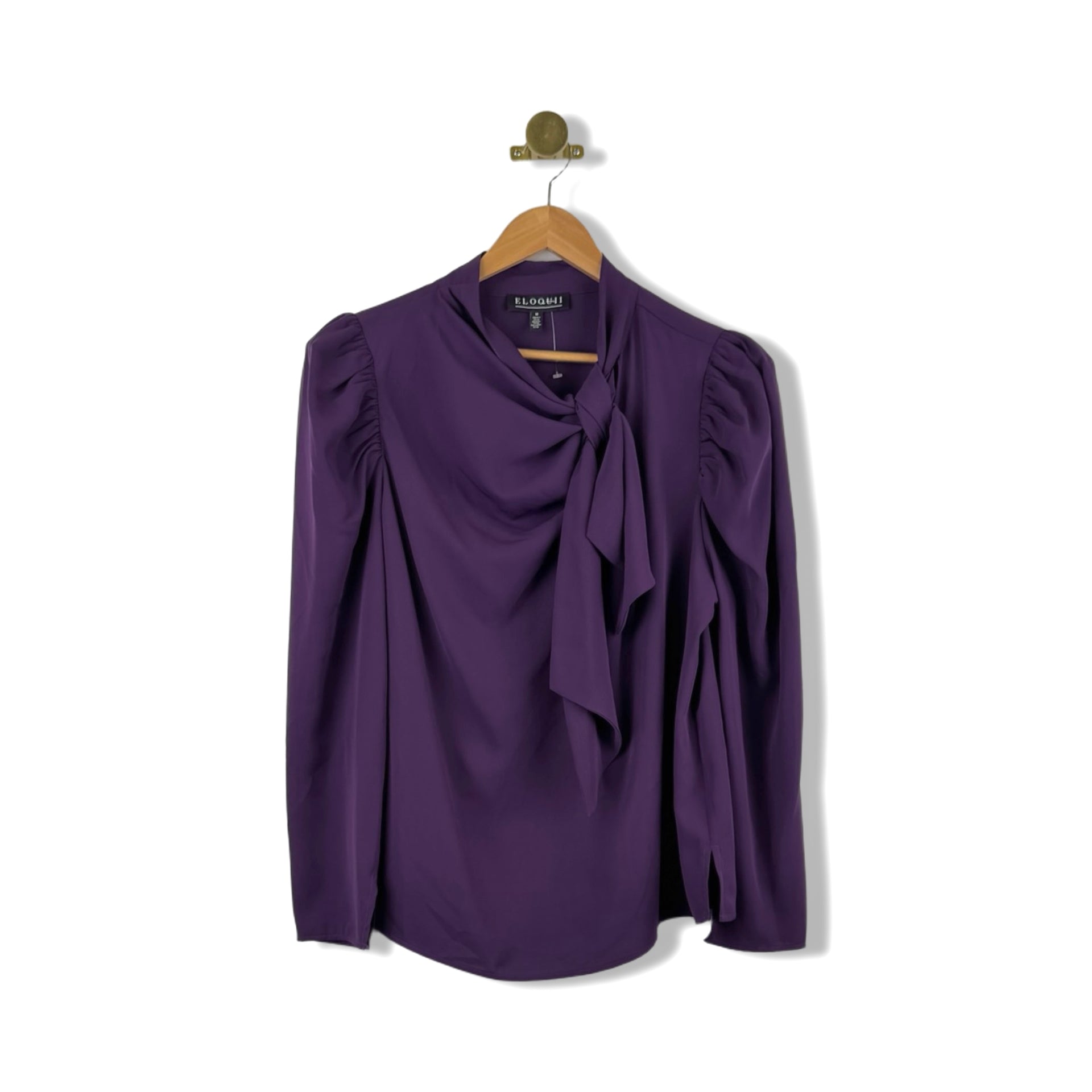 Eloquii Puff Long Sleeve Self Tie Blouse