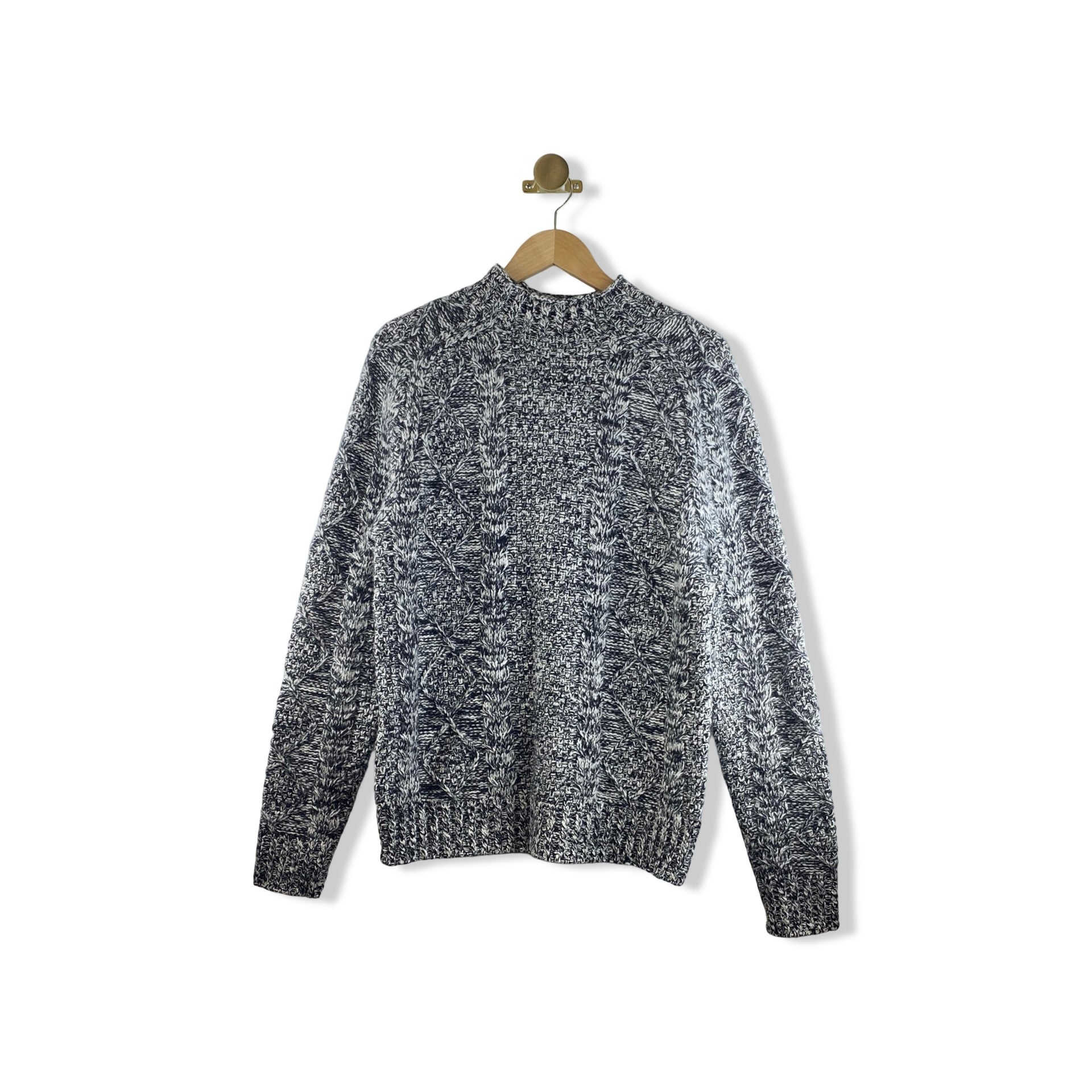 Brooks Brothers Aran Cable Mock Neck Sweater