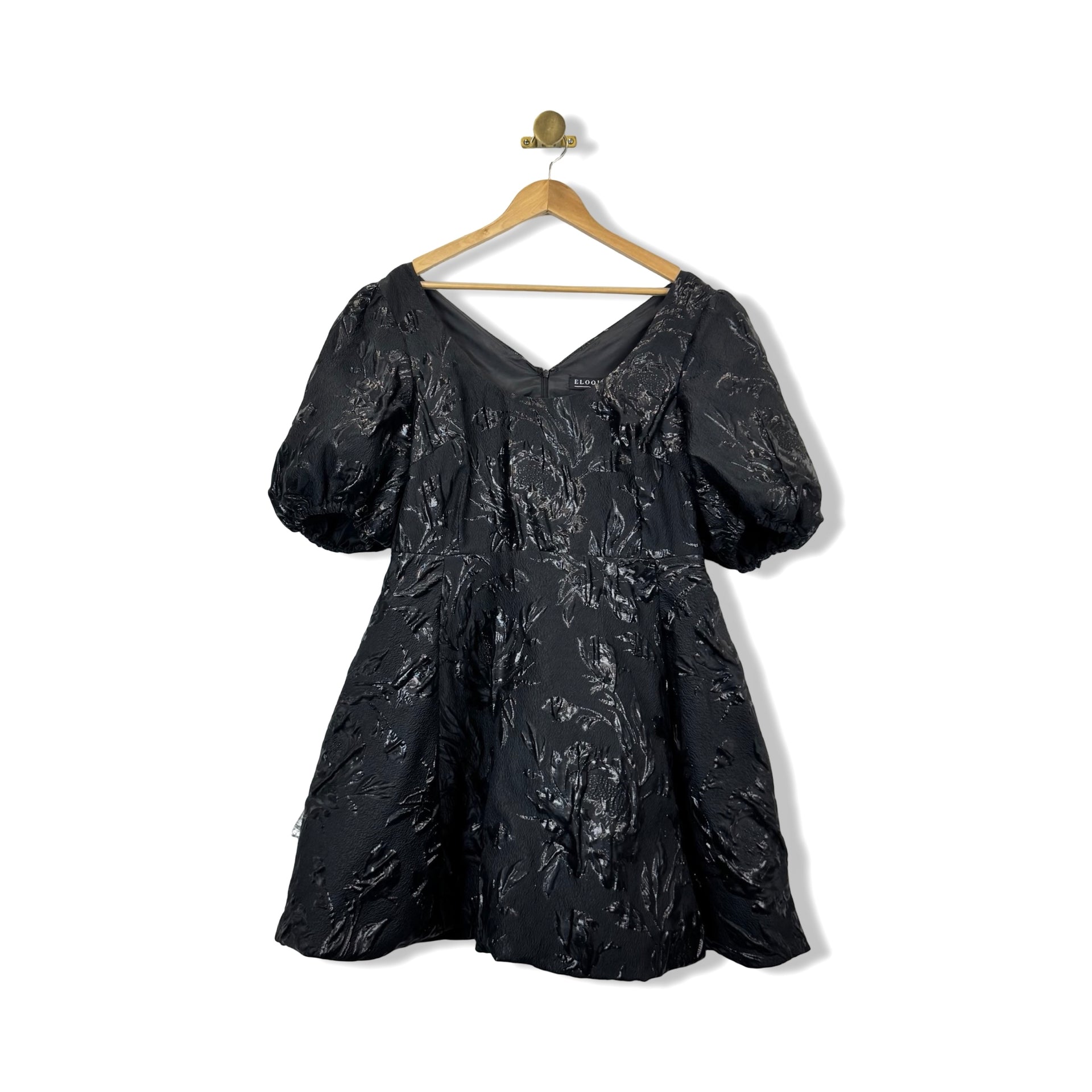 Eloquii Puff Sleeve Jacquard Dress