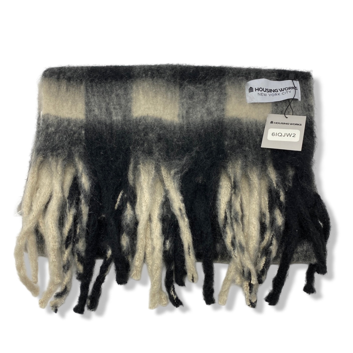 Housing Works Black and White Fringe Scarf