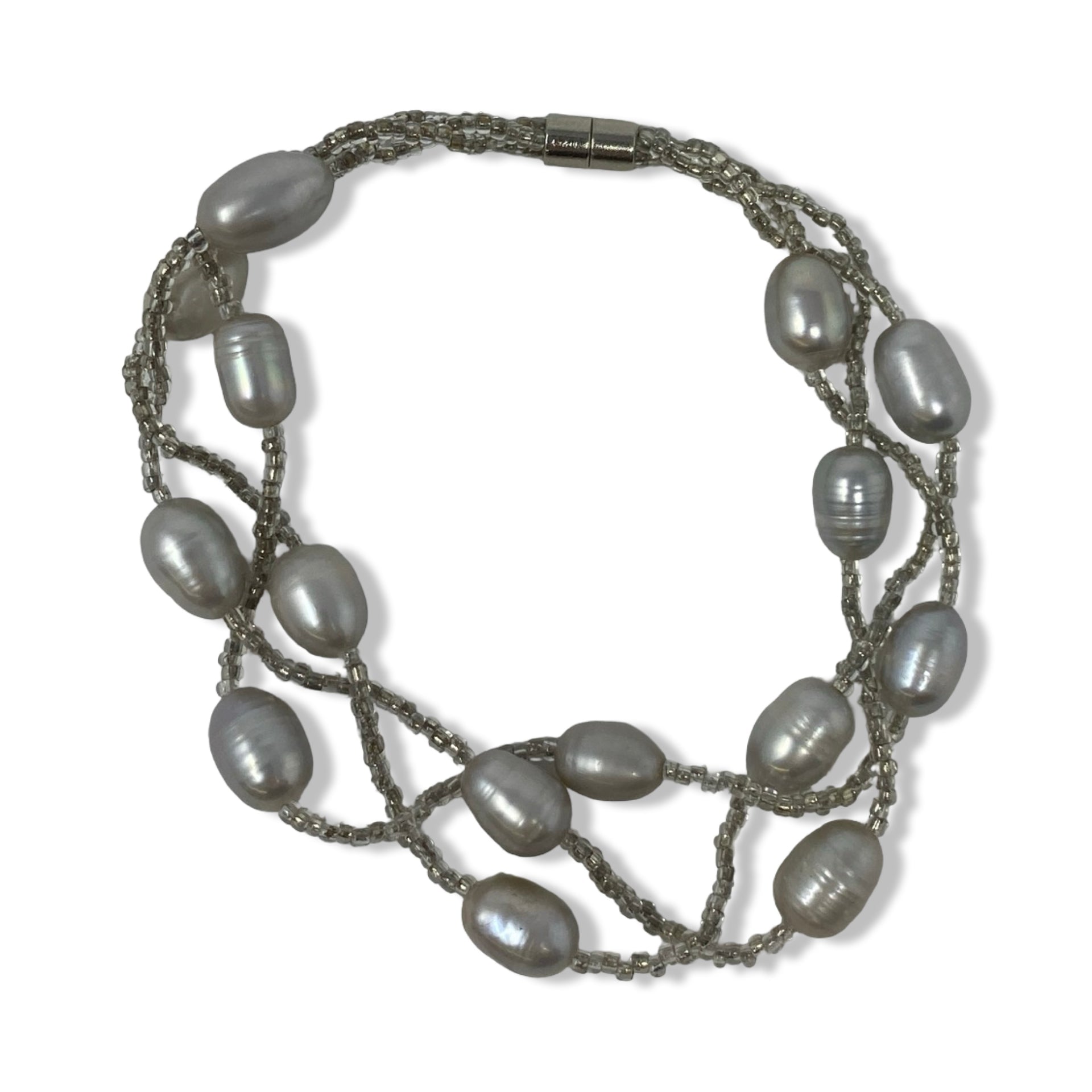 Baroque Pearl Clear Bead Bracelet