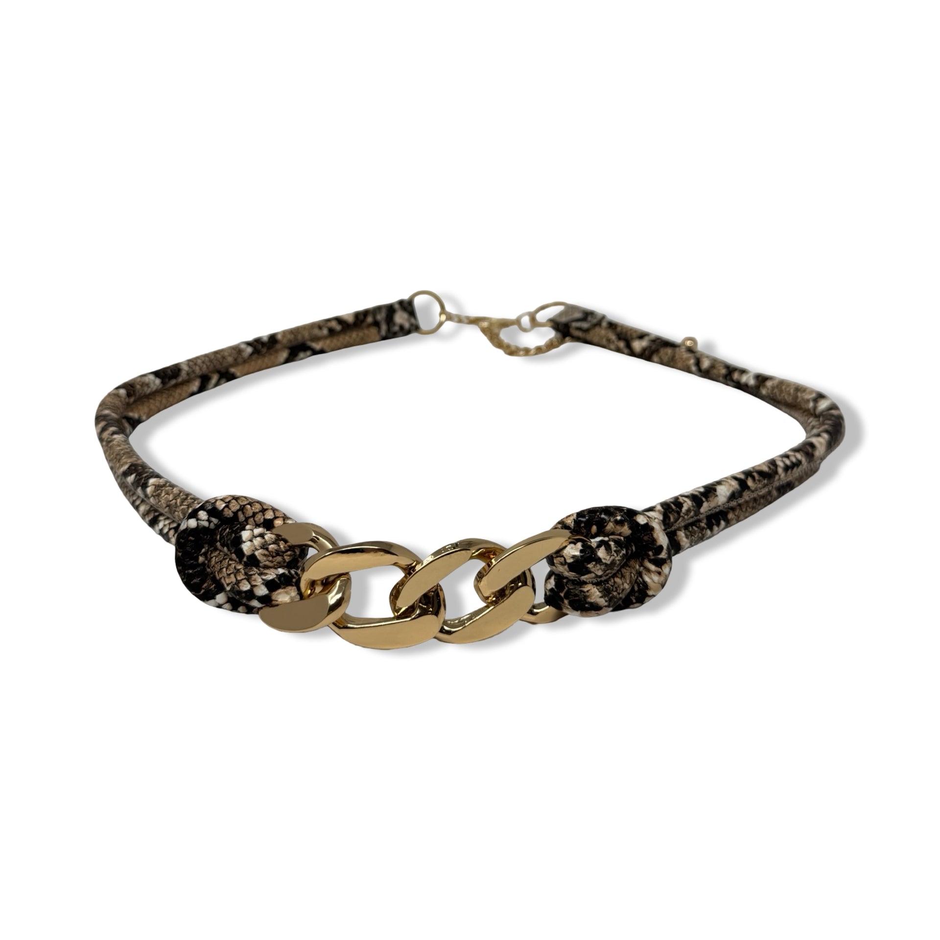 Linea Pelle Snake Print Chain Waist Belt