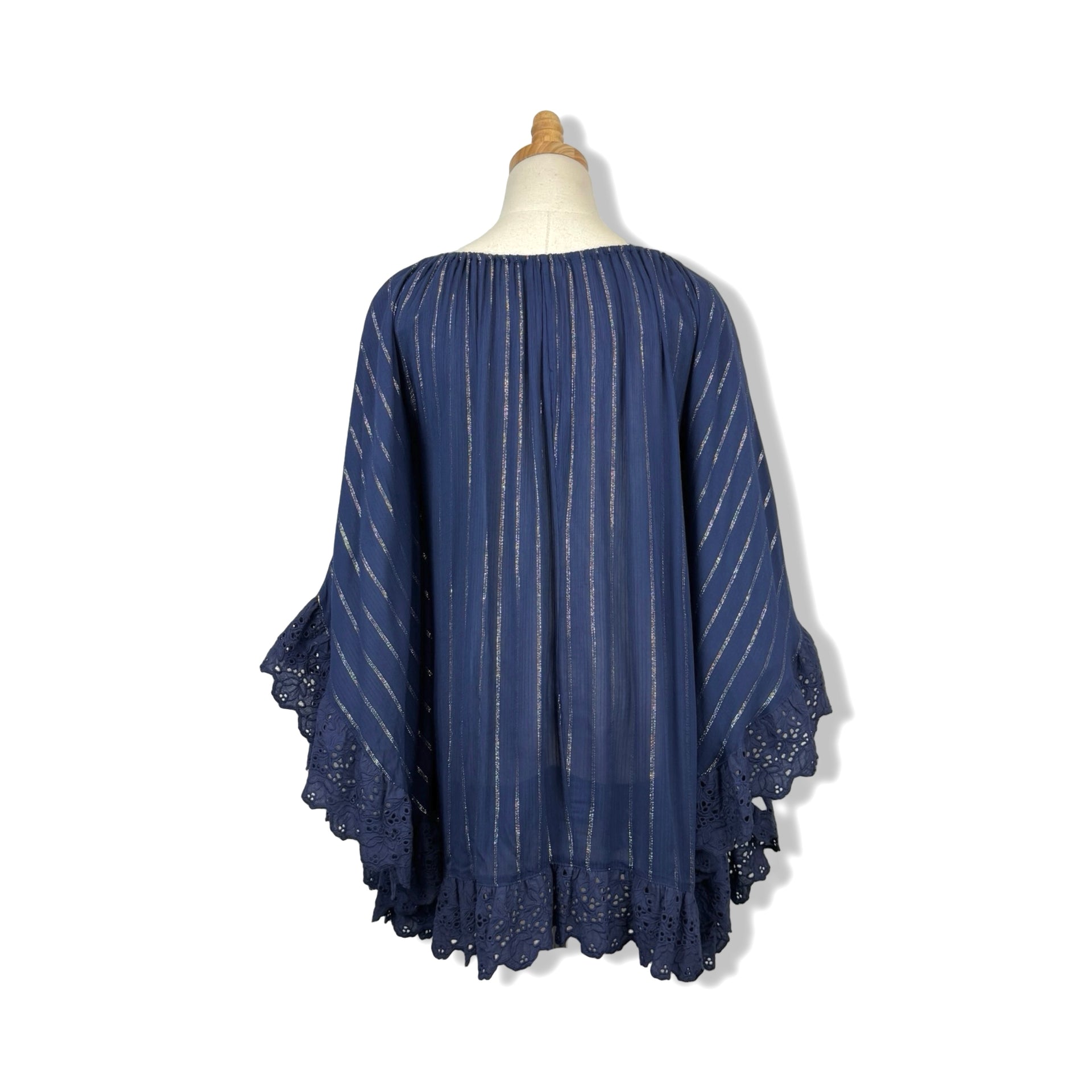 Heartloom Metallic Striped Poncho Top