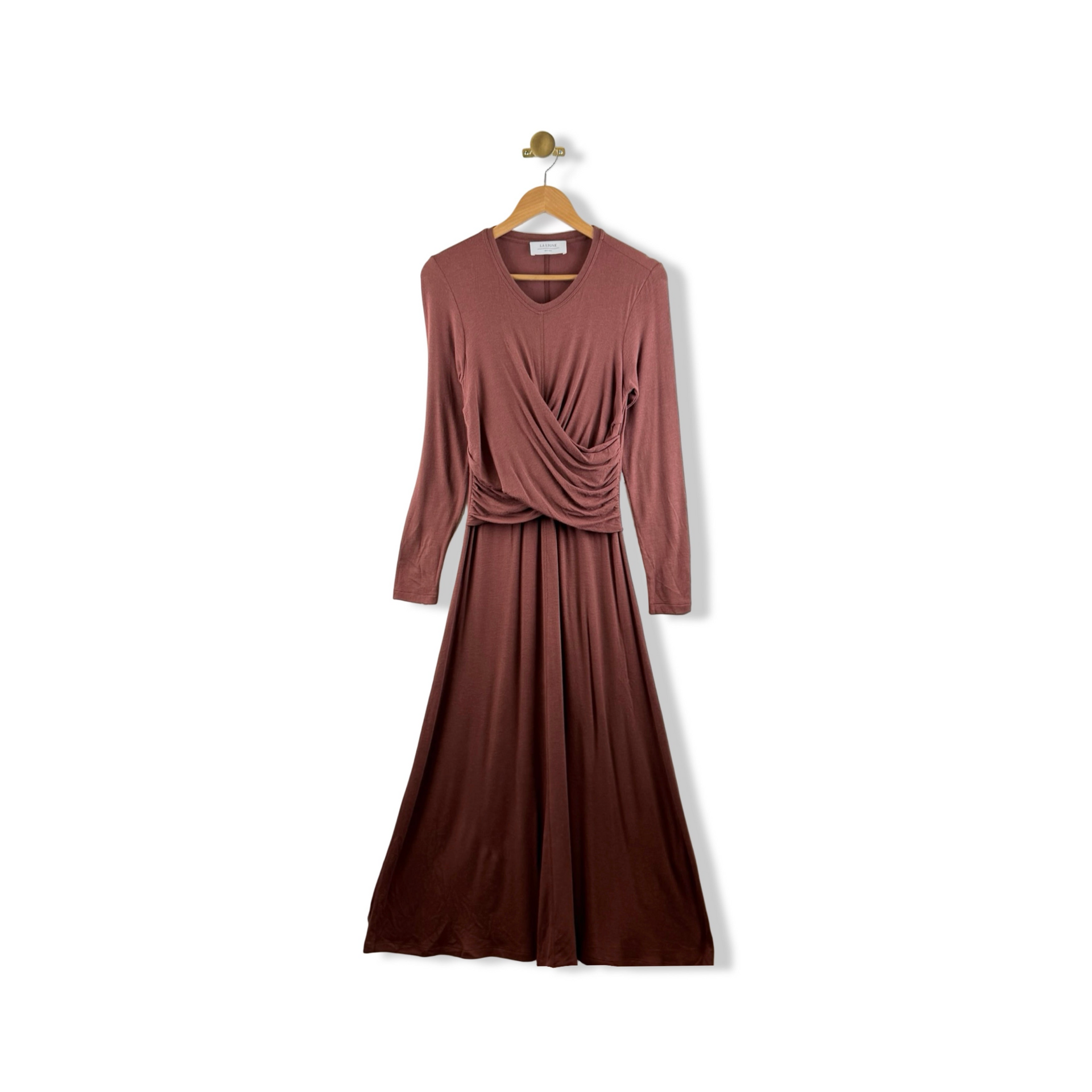 La Ligne Cross Wrap Long Sleeve Maxi Dress