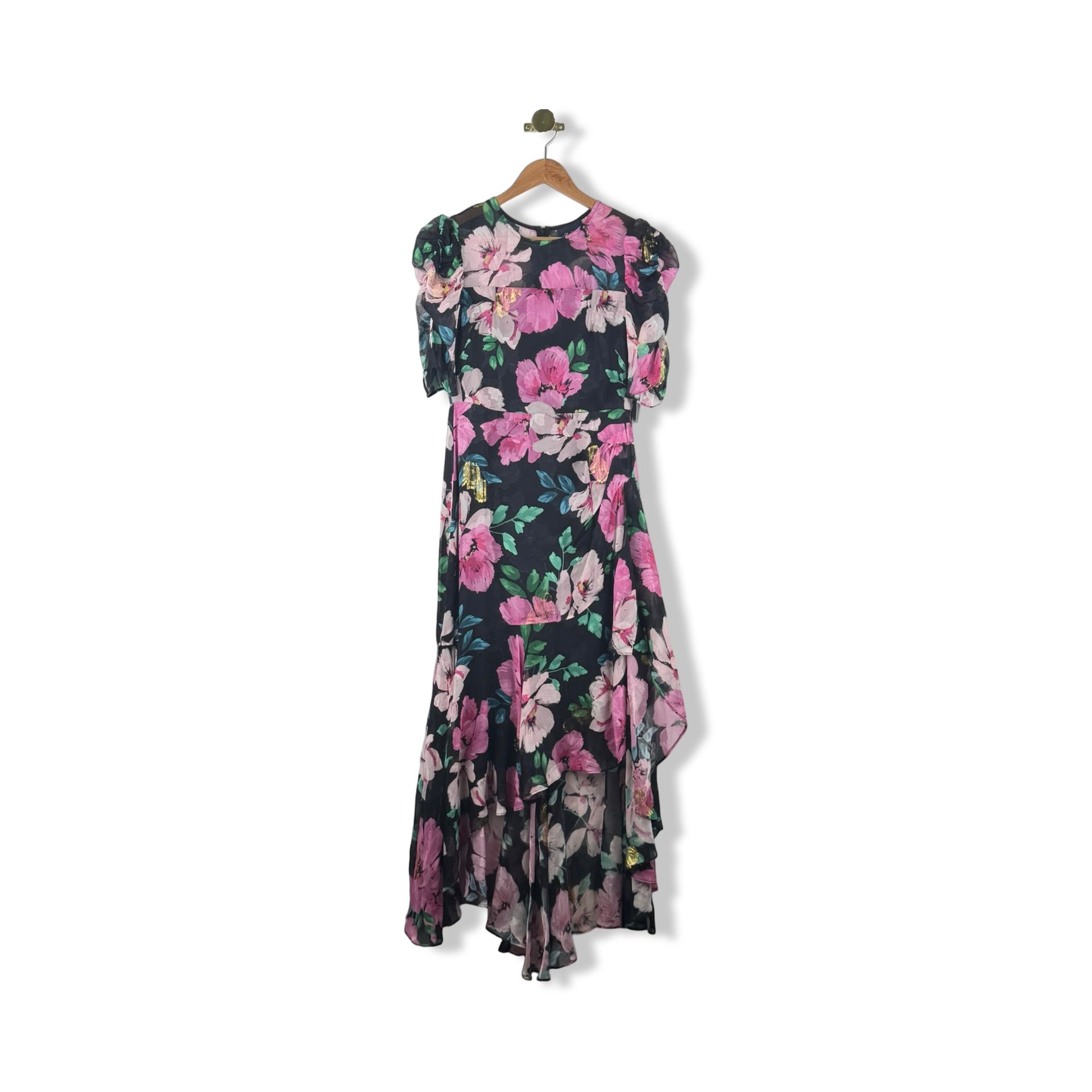 Shoshanna Midnight Floral Half Sleeve Maxi Dress