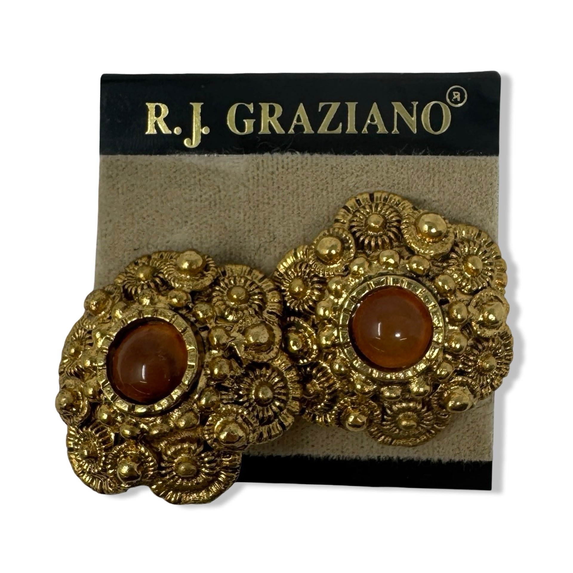 Vintage R.J. Graziano Mandala Clip On Earrings