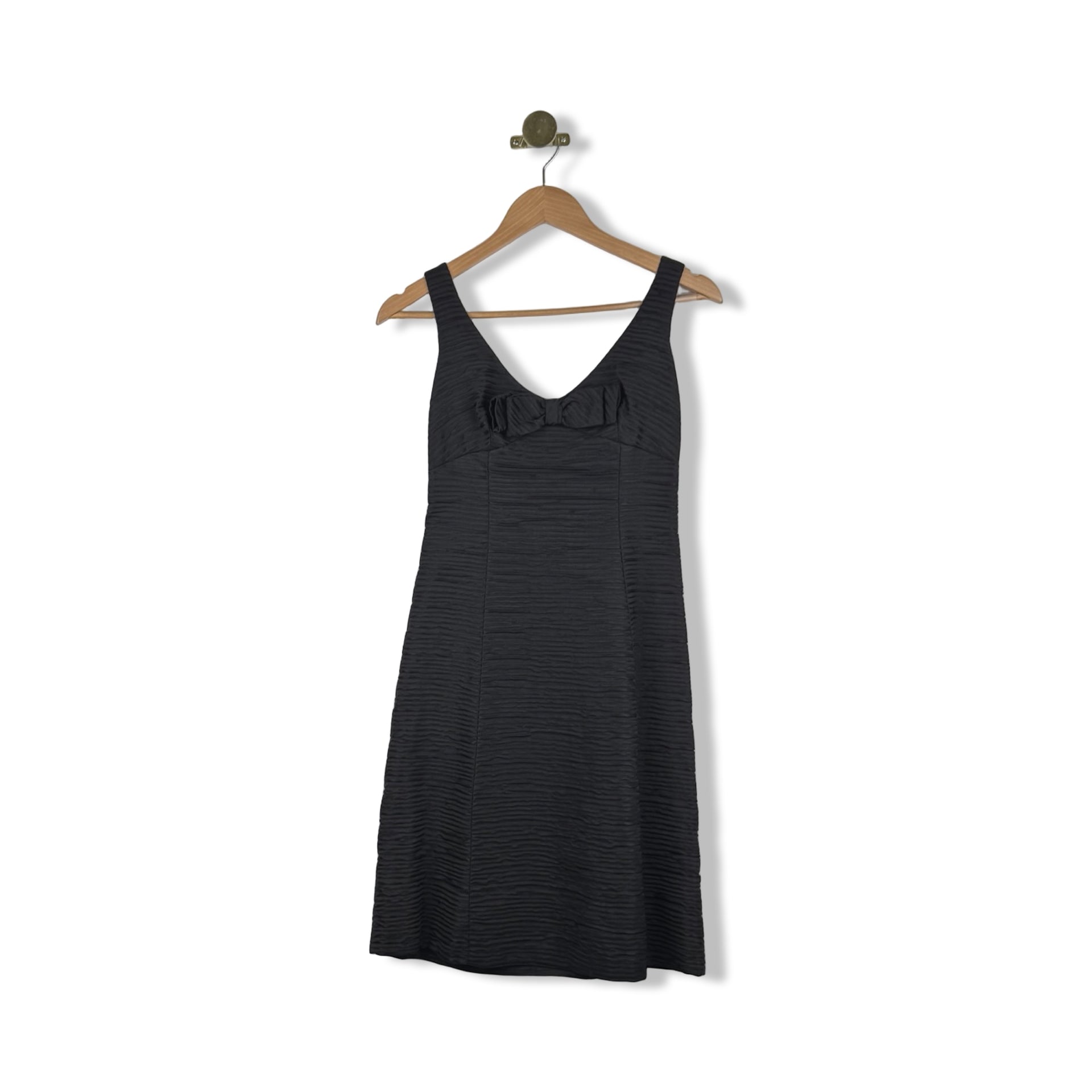 Vintage Textured Bow Front Mini Dress