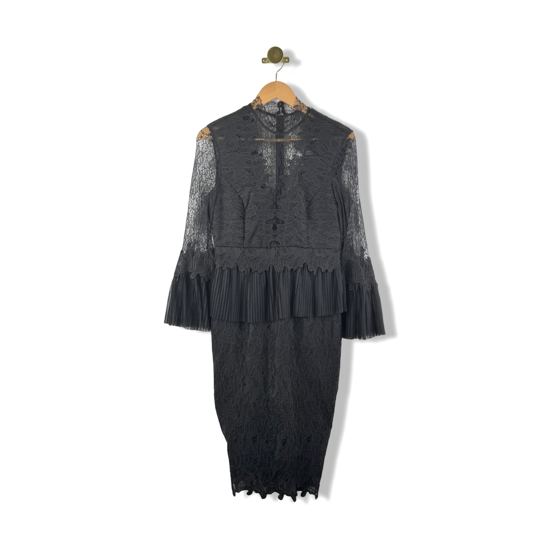 Bardot Pleated Lace Mini Dress