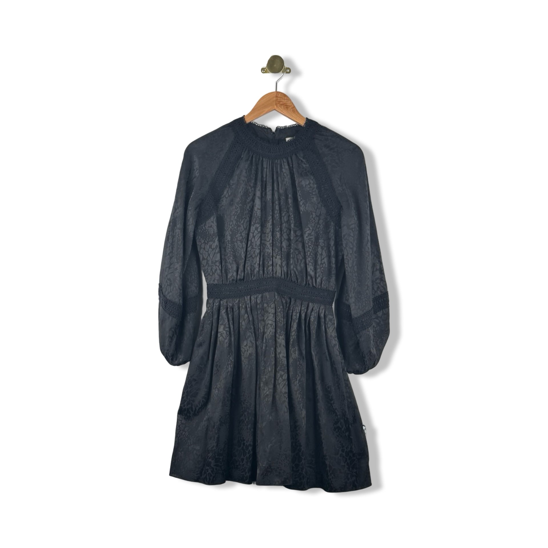 Shoshanna Lace Trim Long Sleeve Dress