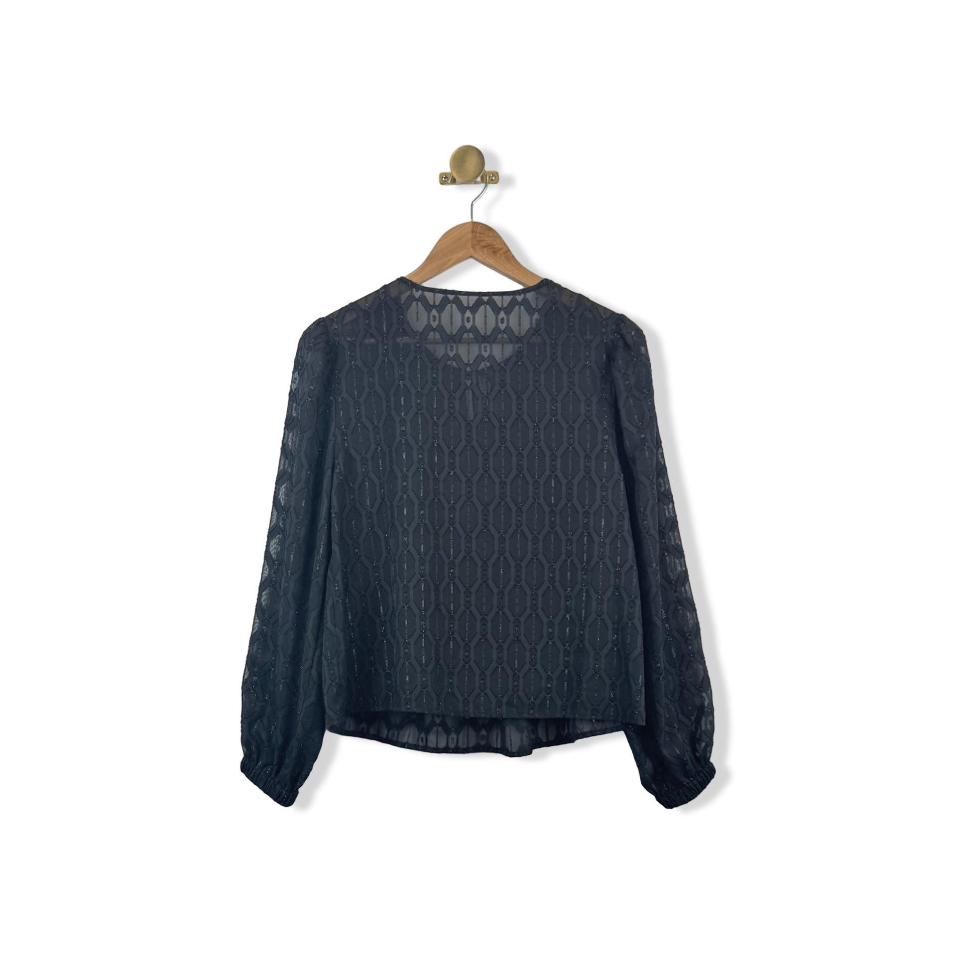 Sheer Metallic Long Sleeve Top