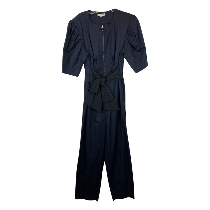 Rebecca Taylor Taffeta Bow Zip Front Jumpsuit