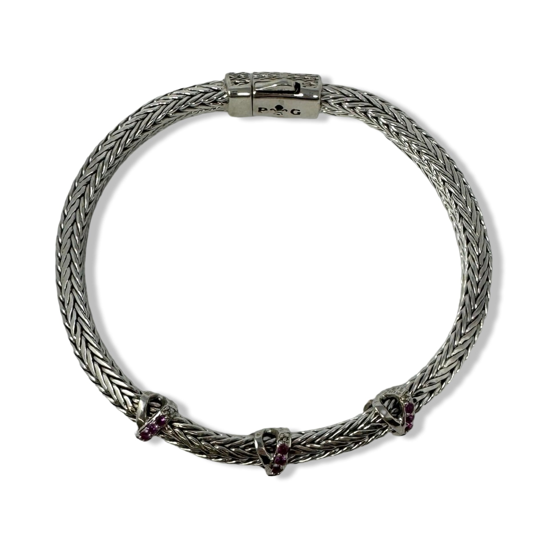 Phillip Gavriel Woven Criss Cross Pink Saphire Bracelet